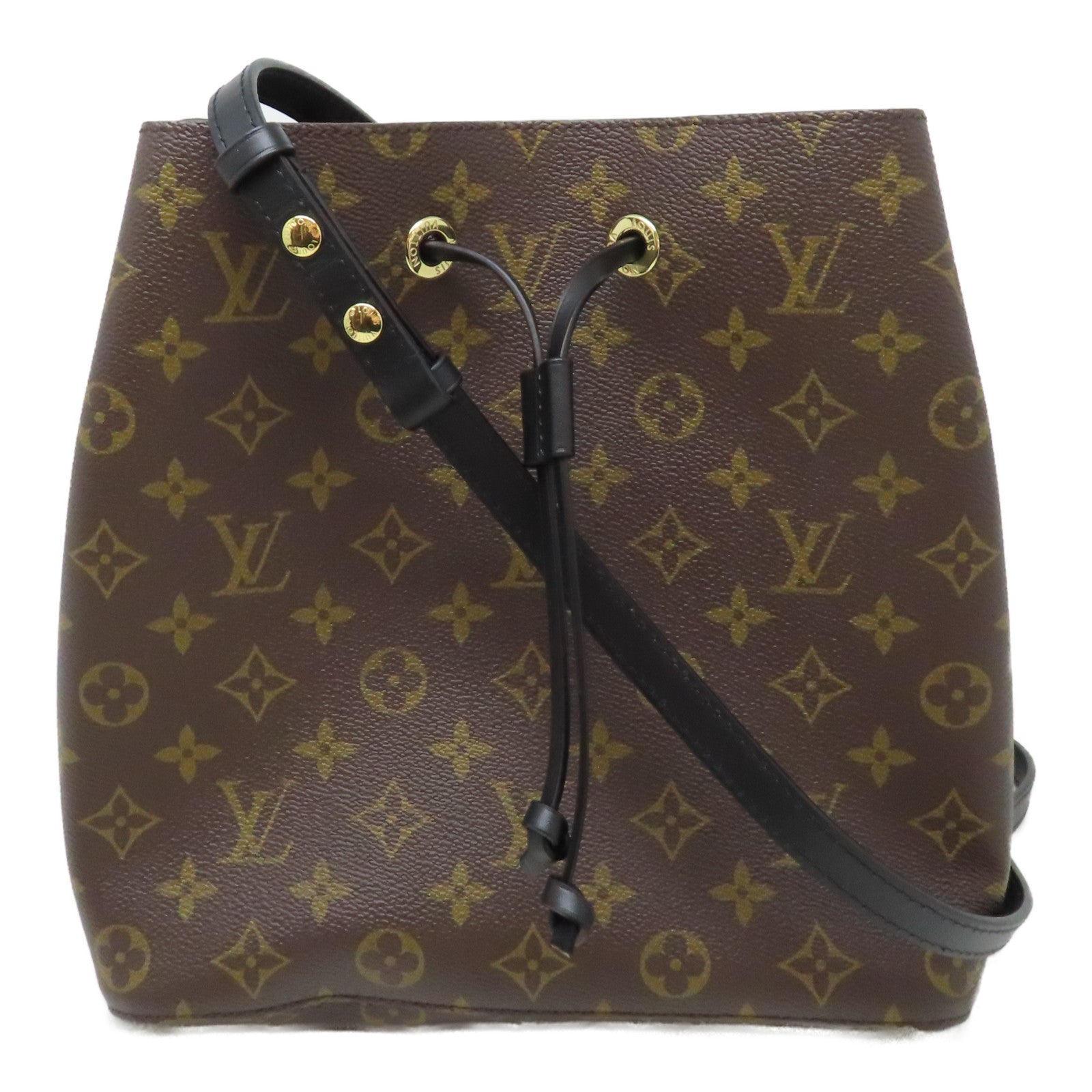 LOUIS VUITTON Monogram Neo Noe MM金扣肩背袋啡色/黑色