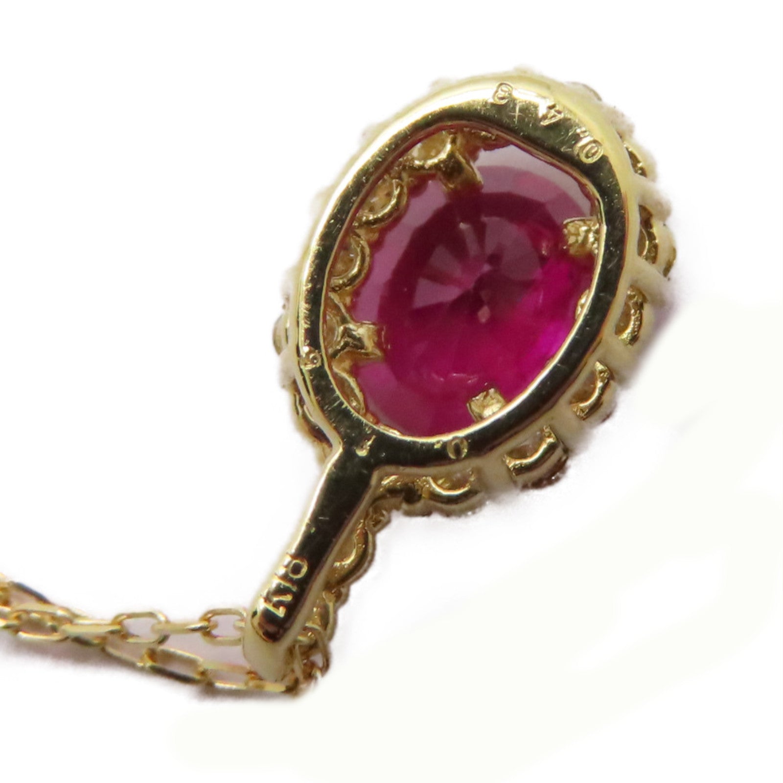 JEWELRY 18K黃金Ruby Diamond Necklace 0.43ct紅寶石/0.15ct鑽石項鍊