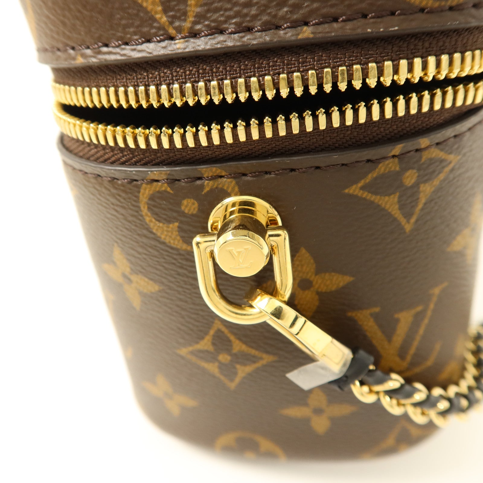 LOUIS VUITTON Monogram Reverse Vanity PM金扣手挽肩背兩用袋棕色