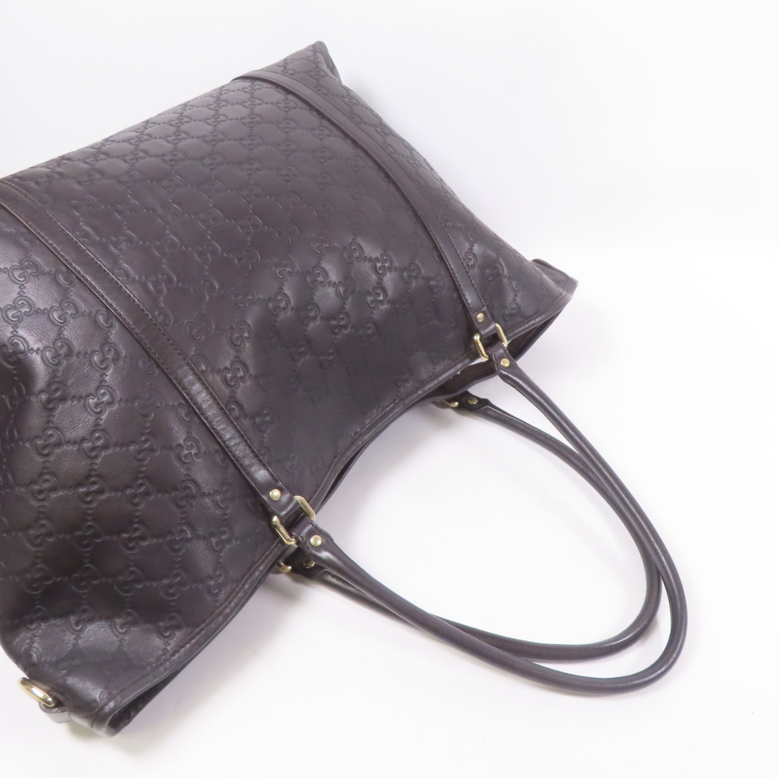 GUCCI GG GHW Tote Bag Leather Brown