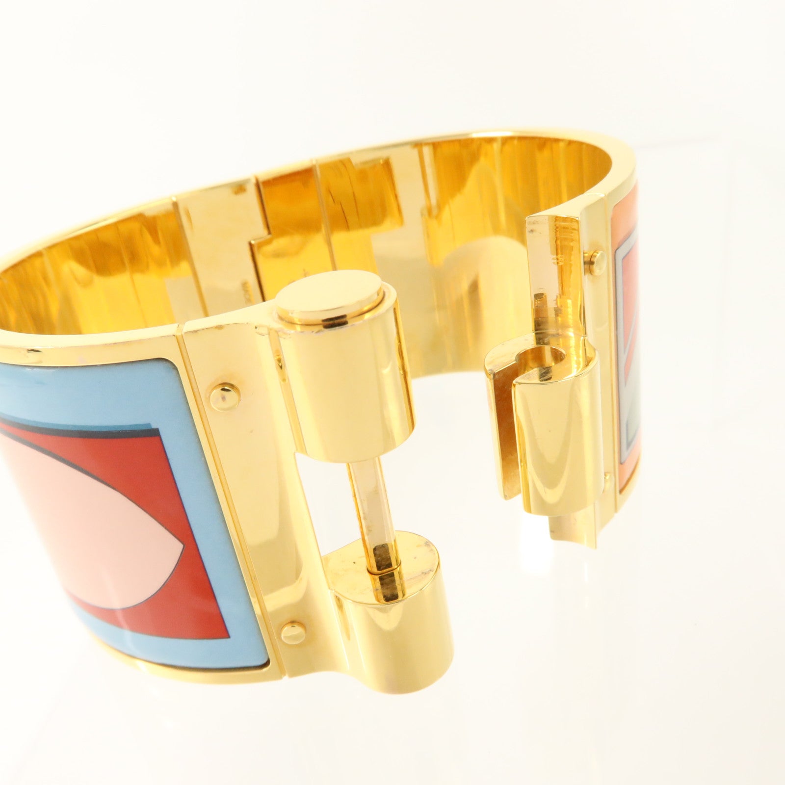 HERMES 金屬/琺瑯Charniere Wide Bangle金扣手鐲