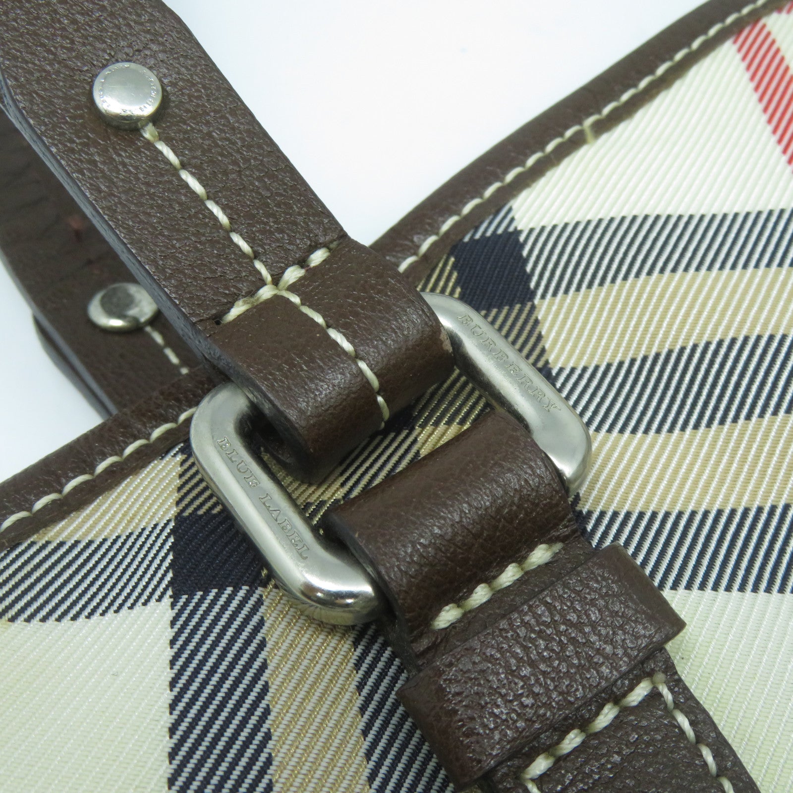 BURBERRY 帆布Shoulder Bag銀扣肩背袋啡色/米色
