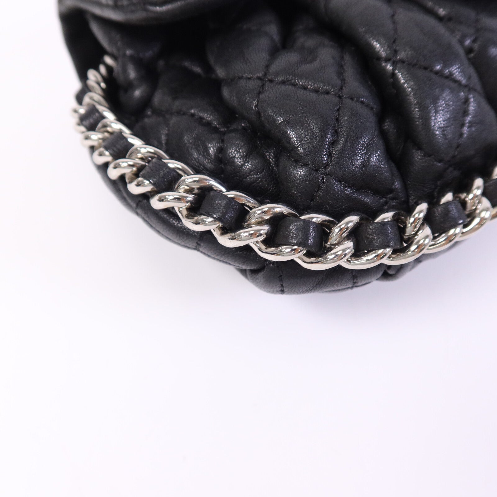 CHANEL 牛皮皮革Chain Shoulder銀扣鏈帶肩背袋