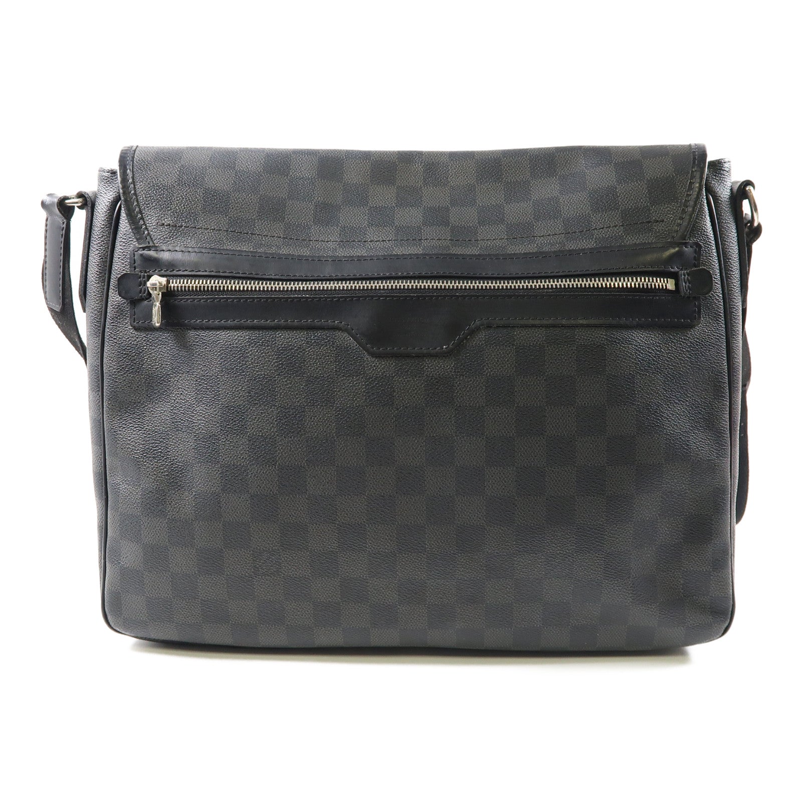 LOUIS VUITTON 【激減優惠】Damier Graphite Daniel MM銀扣肩背袋黑色/灰色