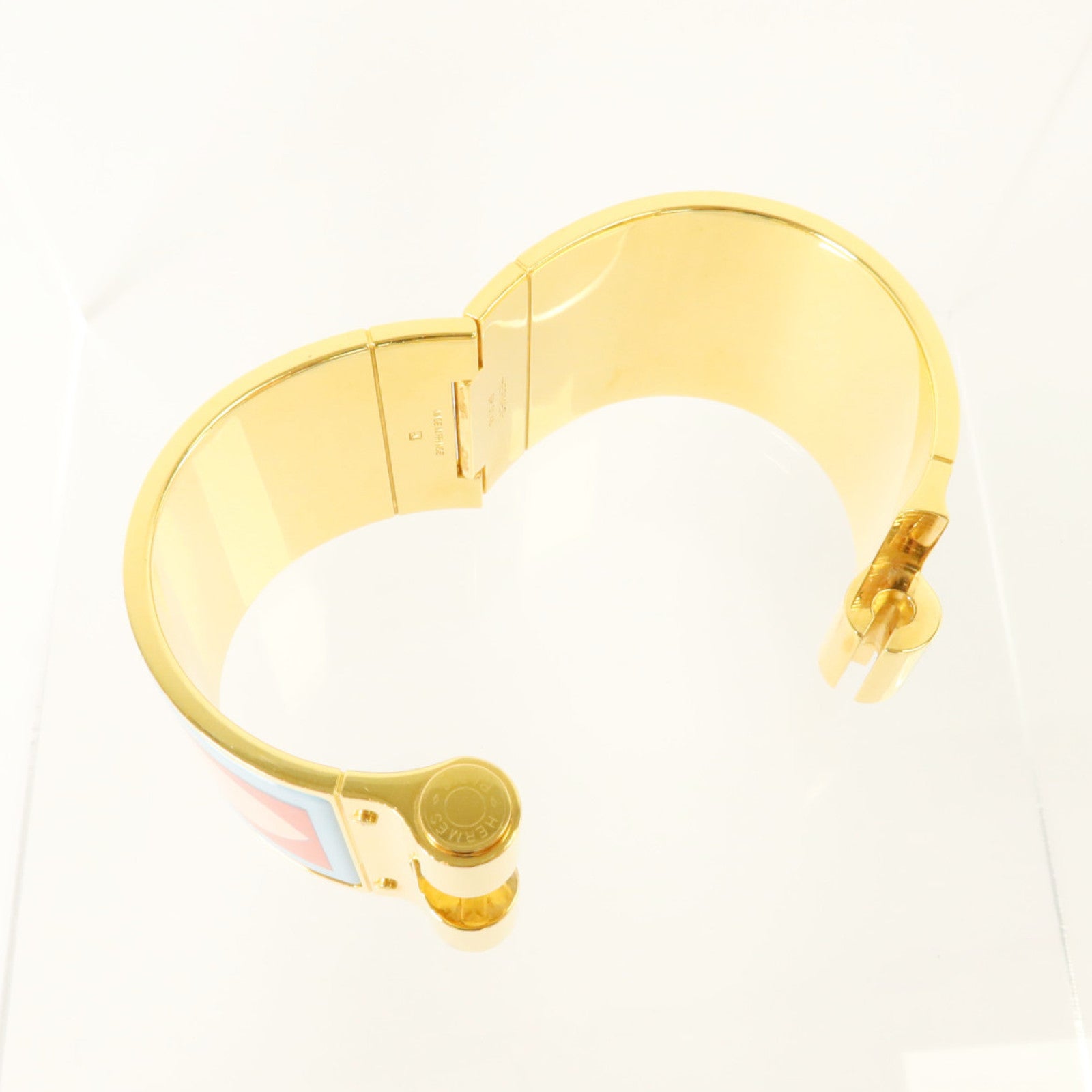 HERMES 金屬/琺瑯Charniere Wide Bangle金扣手鐲