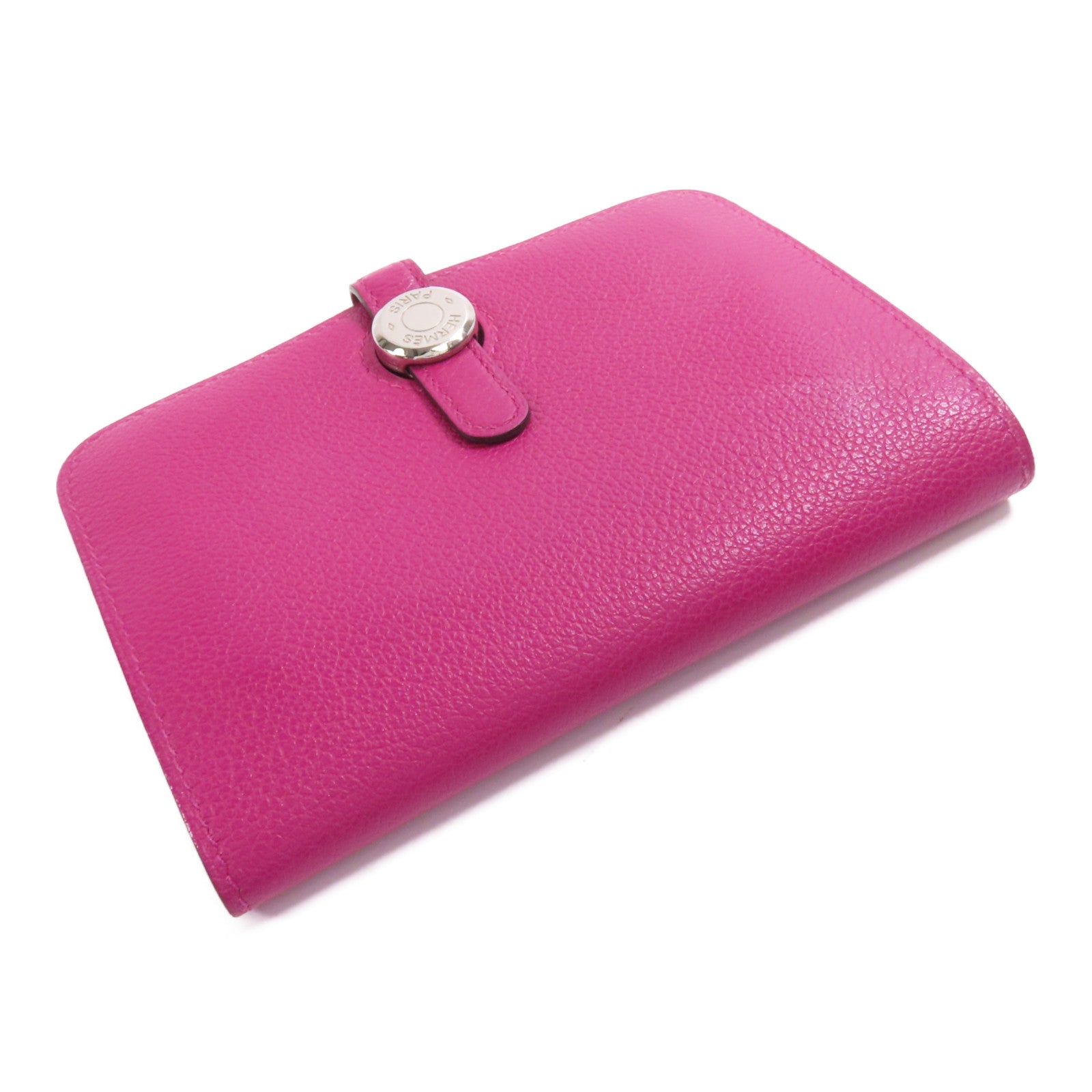 HERMES 【激減優惠】Togo皮革Dogon Compact Wallet銀扣錢包L3 Rose Purple
