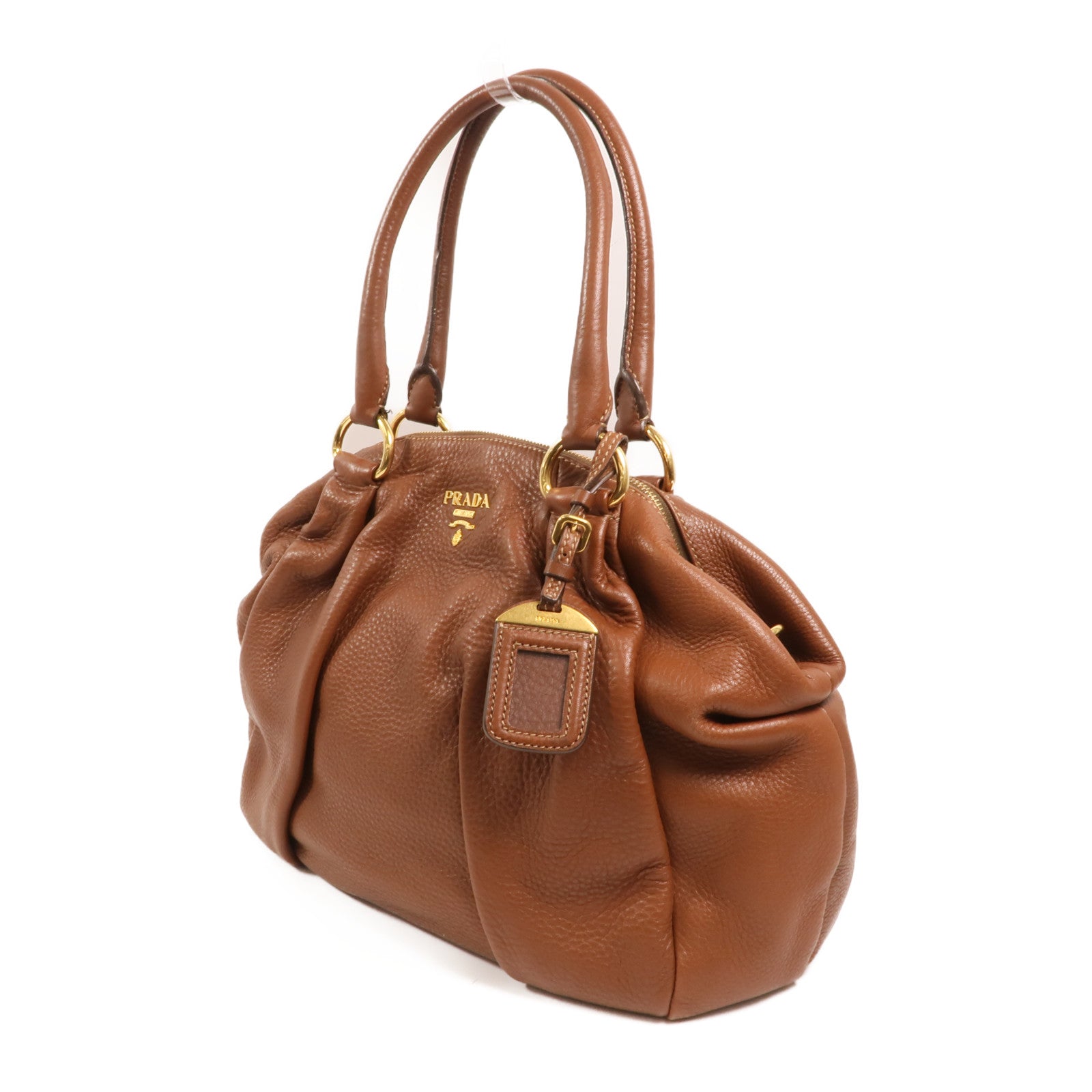 PRADA 牛皮皮革Bauletto Bag金扣肩背袋