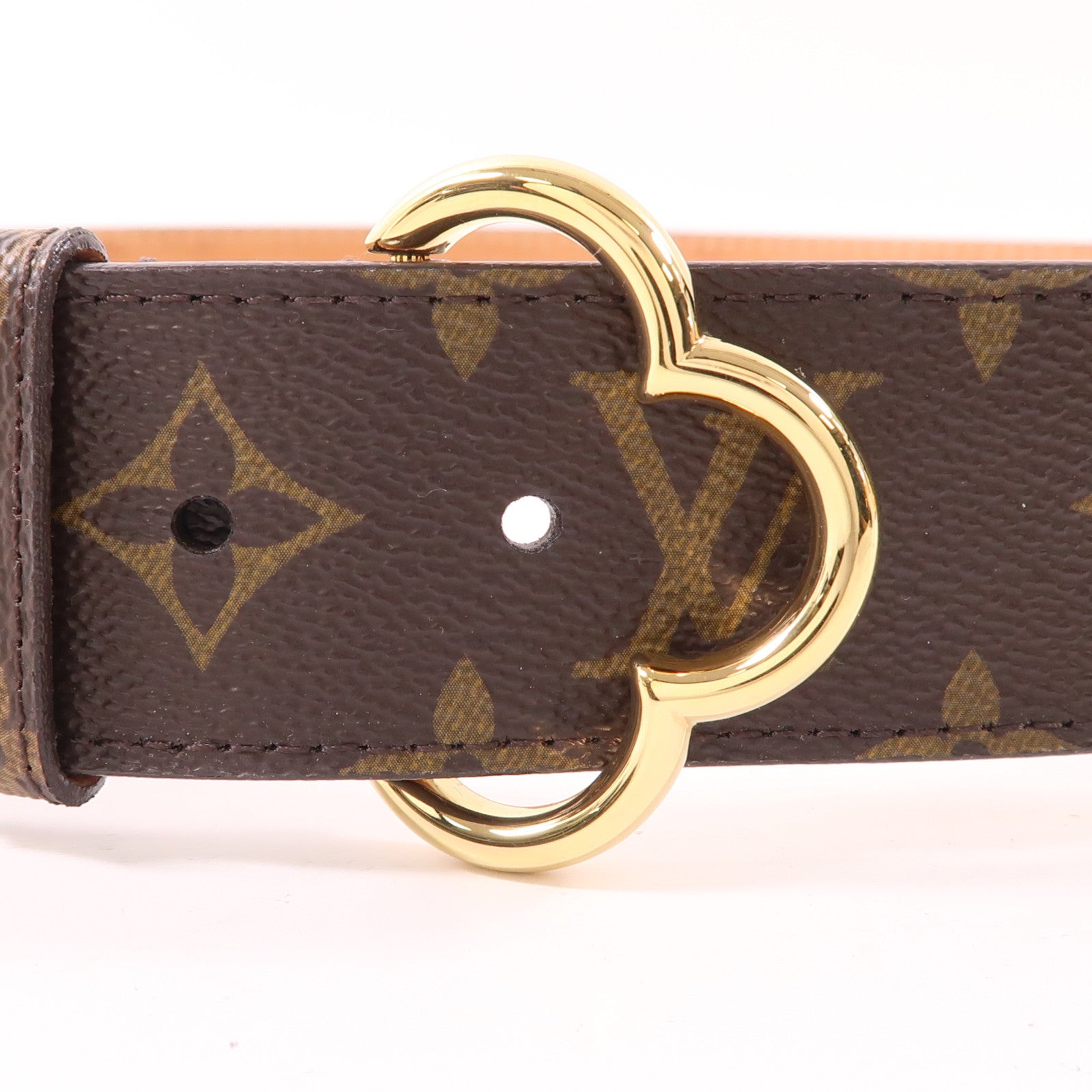 LOUIS VUITTON Monogram Ceinture Fleur金扣皮帶