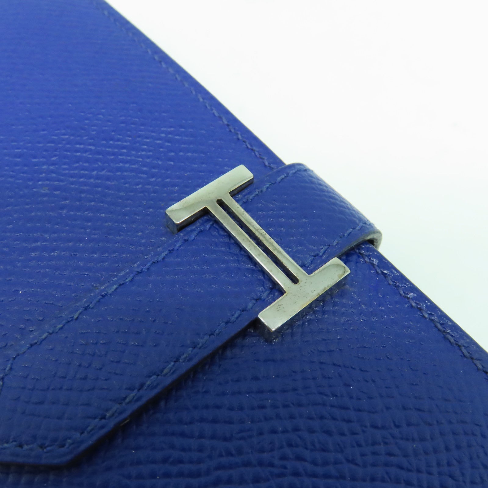 HERMES 【激減優惠】Epsom皮革Bearn Long Wallet銀扣長錢包Bleu Electrique電光藍色