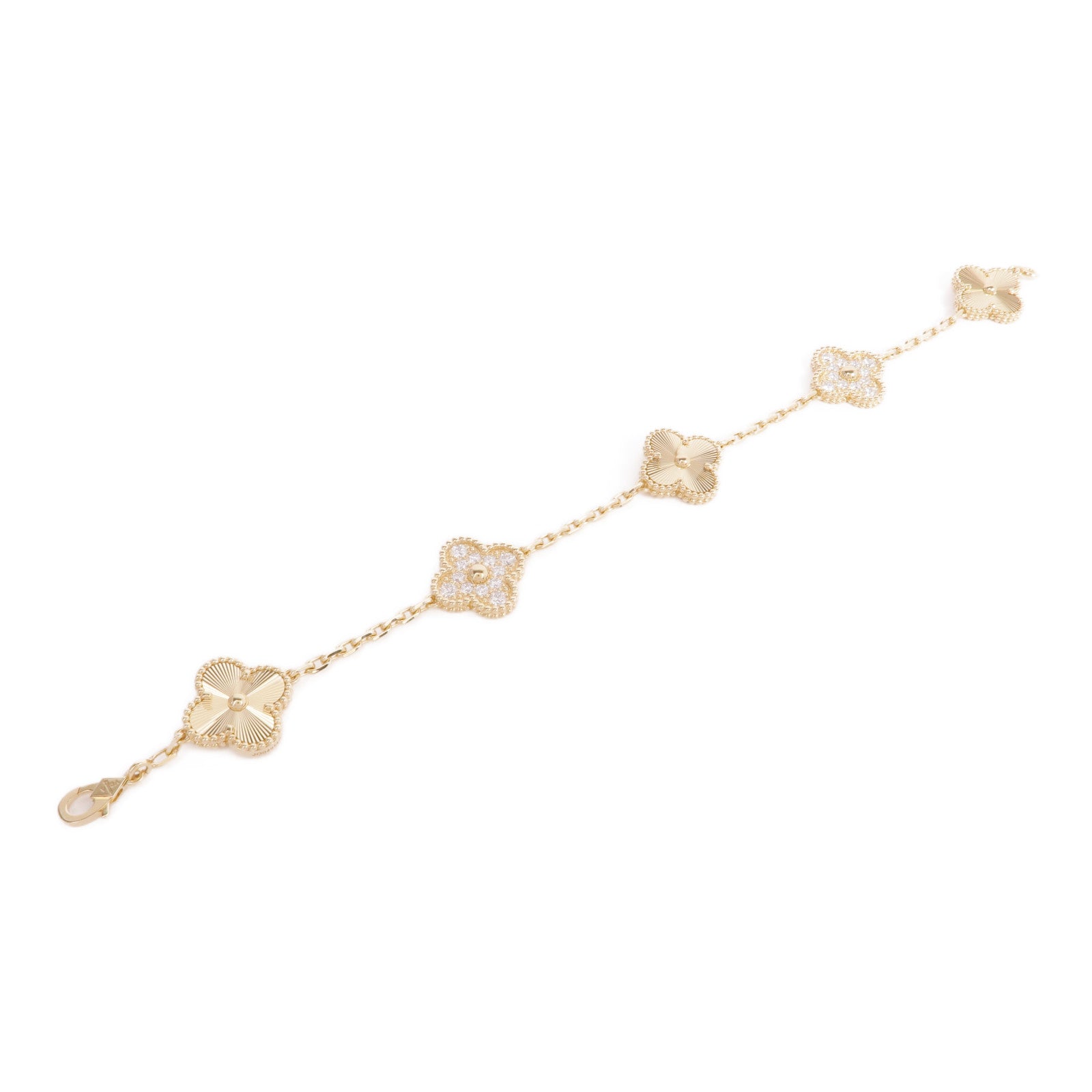 Van Cleef & Arpels 18K黃金Vintage Alhambra Bracelet 5 Motifs鑽石手鏈