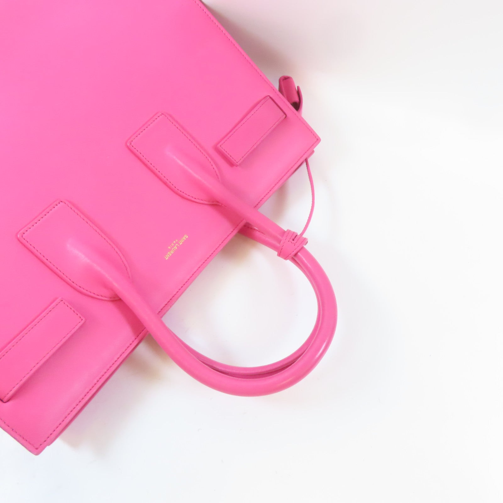 SAINT LAURENT 牛皮皮革Sac de Jour金扣手挽肩背兩用袋粉紅色