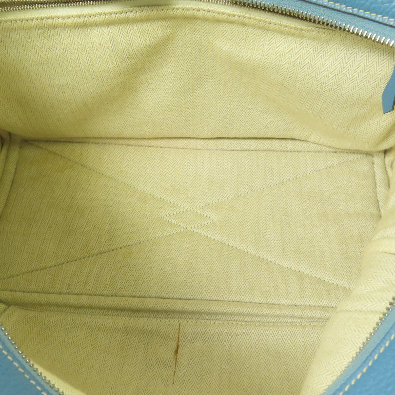 HERMES Clemence皮革Victoria銀扣肩背袋Bleu Jean