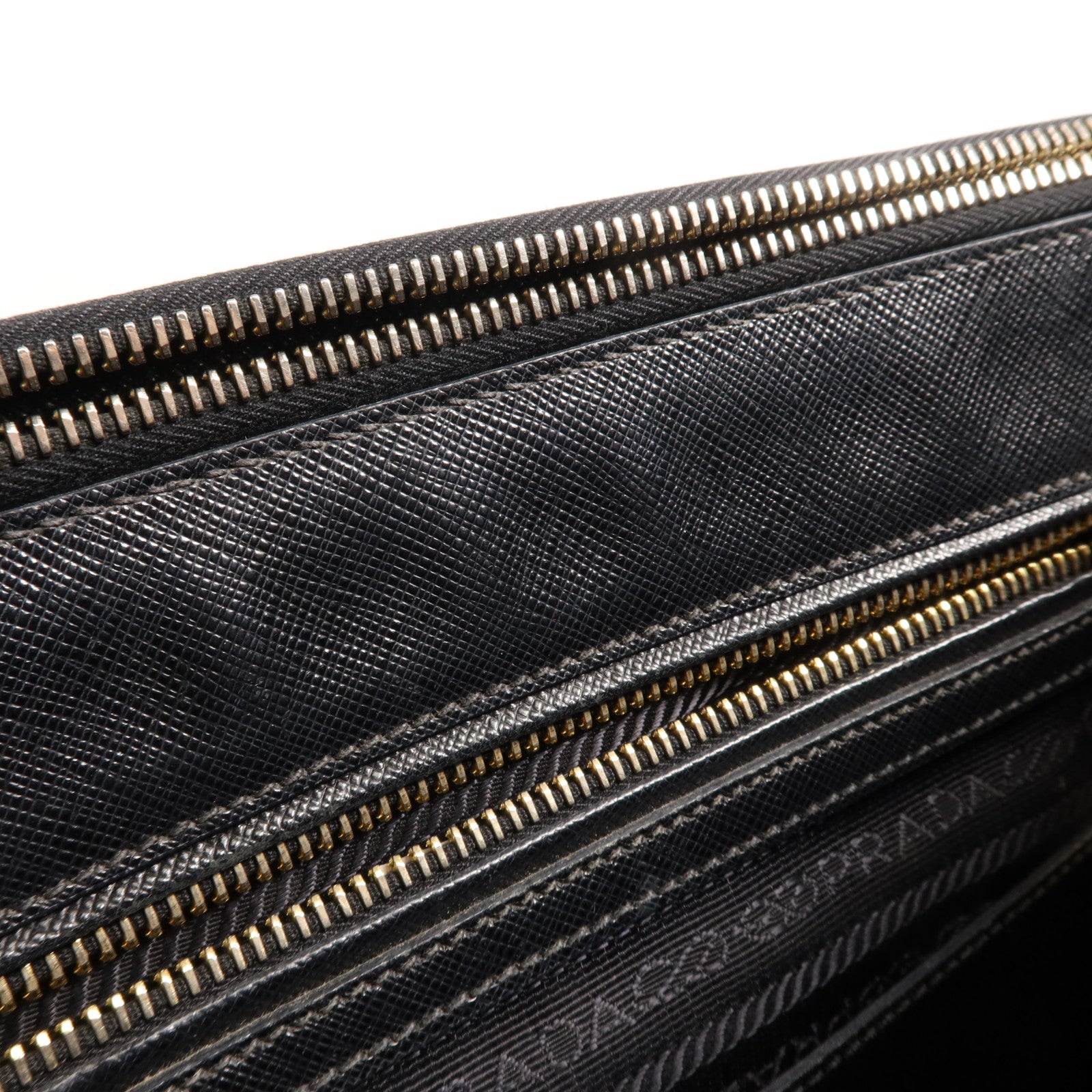 PRADA 牛皮皮革Double Zip Handbag金扣手挽袋