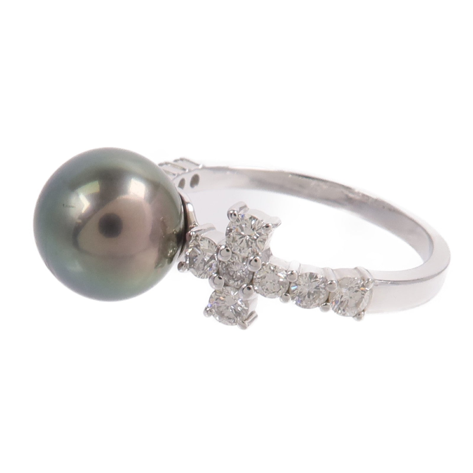 JEWELRY 18K白金Pearl Diamond Ring珍珠鑽石戒指