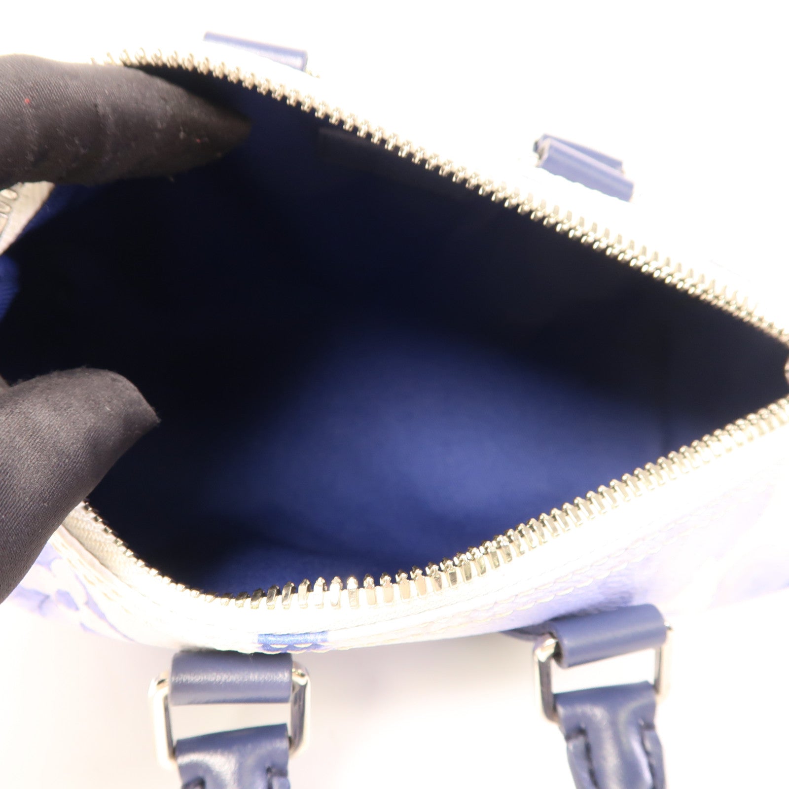 LOUIS VUITTON 【激減優惠】Watercolor Monogram Keepall XS銀扣手挽肩背兩用袋白色/藍色