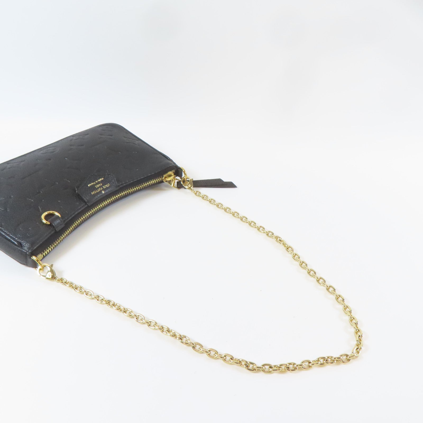LOUIS VUITTON Monogram Empreinte Easy Pouch On Strap金扣手挽袋黑色