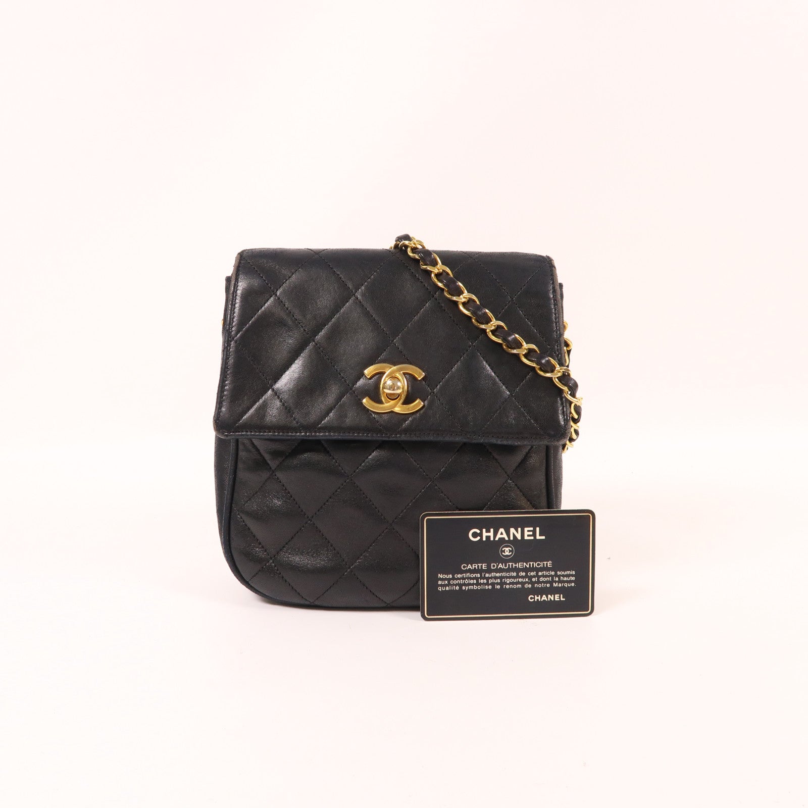 CHANEL 羊皮皮革Vintage Bag金扣鏈帶肩背袋