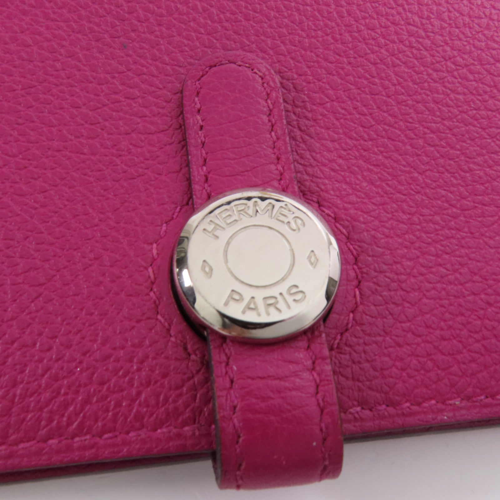 HERMES 【激減優惠】Togo皮革Dogon Compact Wallet銀扣錢包L3 Rose Purple