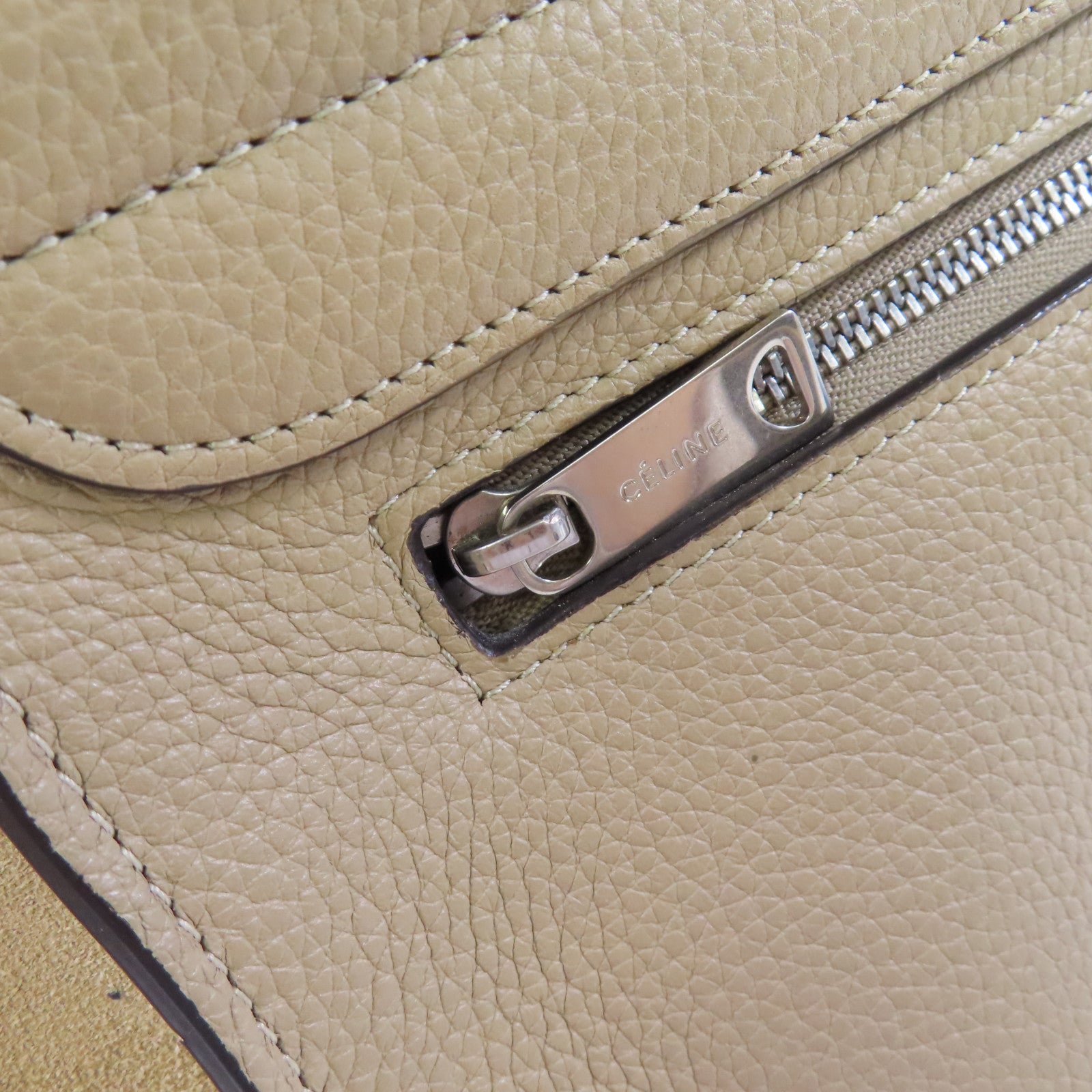 CELINE 牛皮皮革Trapeze 2Way Shoulder Bag金扣手挽肩背兩用袋杏色