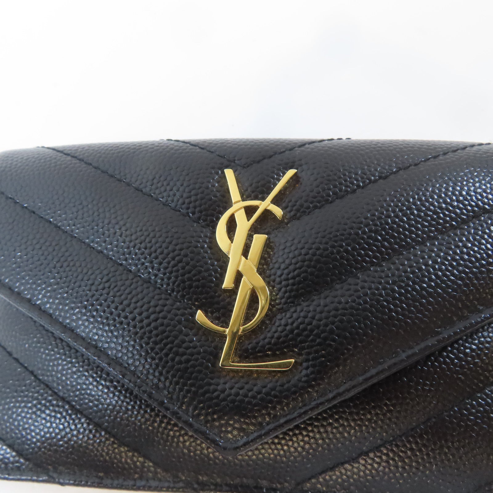 SAINT LAURENT Caviar皮革Card/Coin Case金扣卡片套/零錢包黑色