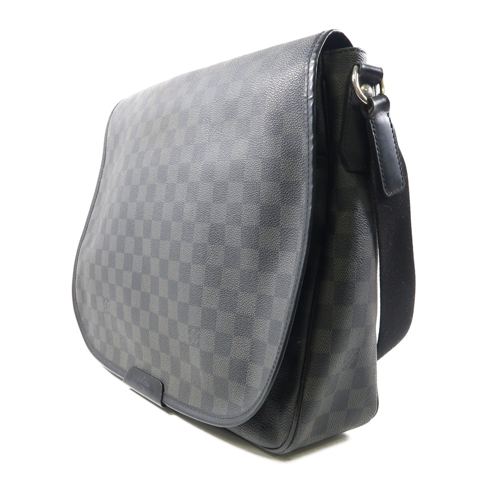 LOUIS VUITTON 【激減優惠】Damier Graphite Daniel MM銀扣肩背袋黑色/灰色