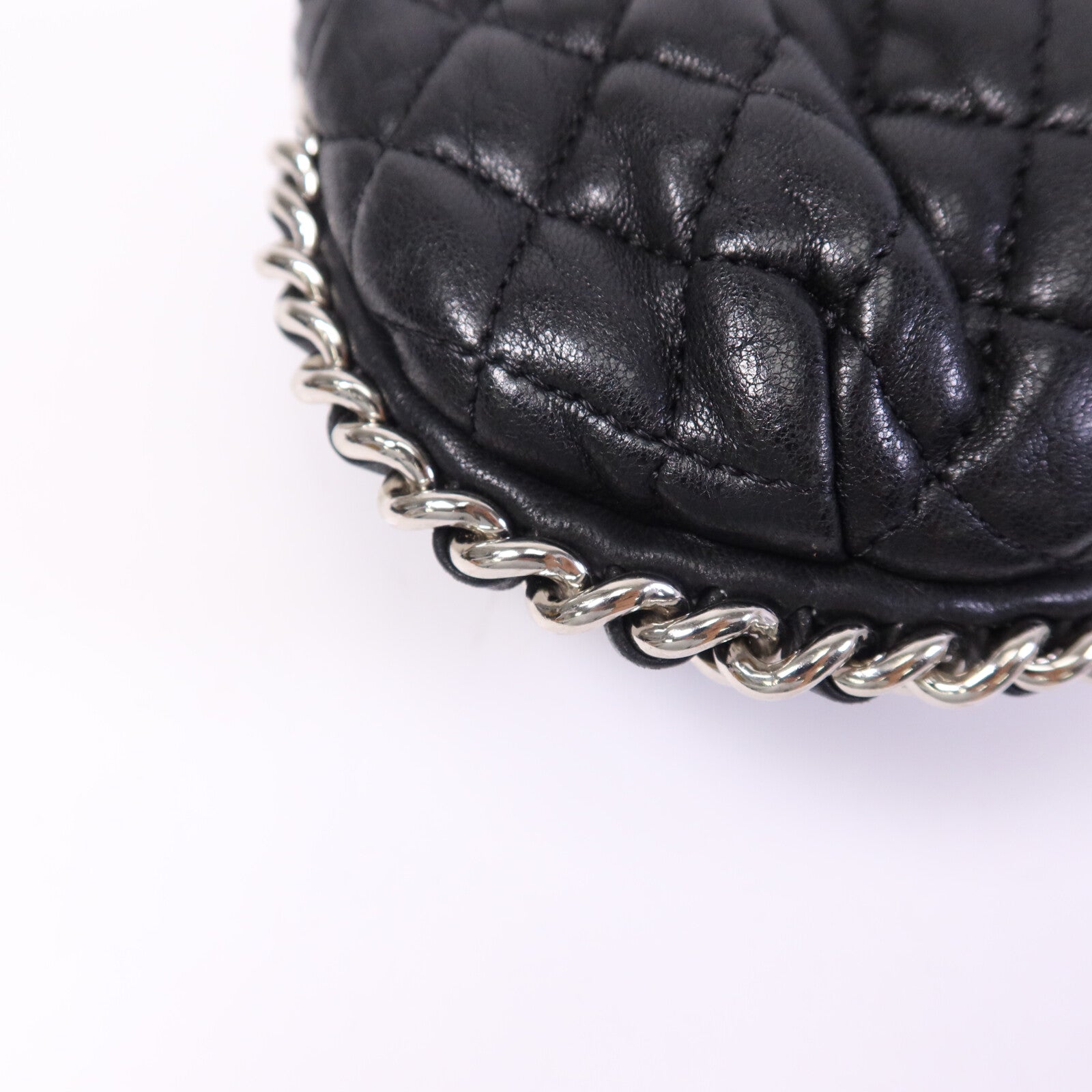 CHANEL 牛皮皮革Chain Shoulder銀扣鏈帶肩背袋
