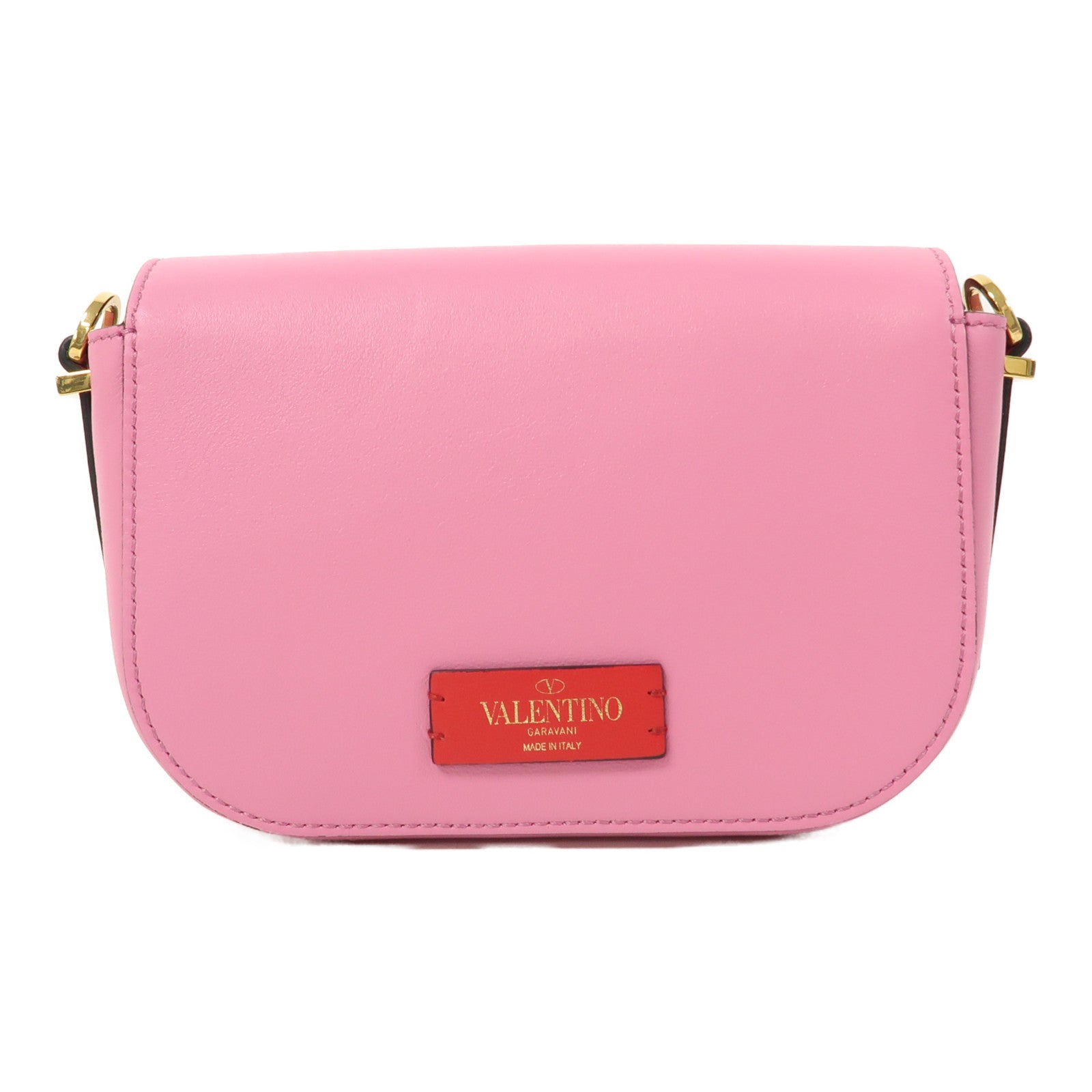 Valentino 牛皮皮革Shoulder Bag金扣肩背袋粉紅色