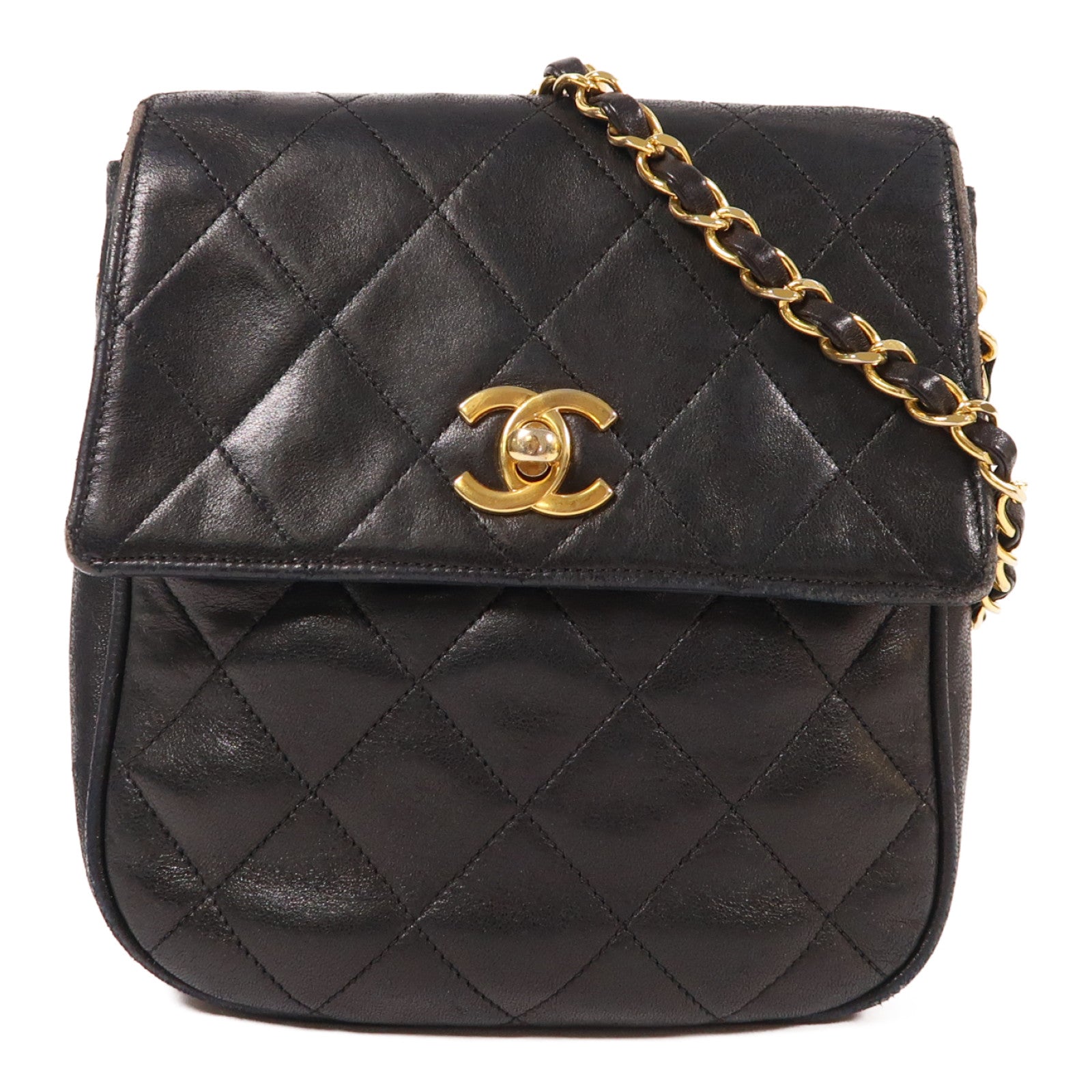 CHANEL 羊皮皮革Vintage Bag金扣鏈帶肩背袋