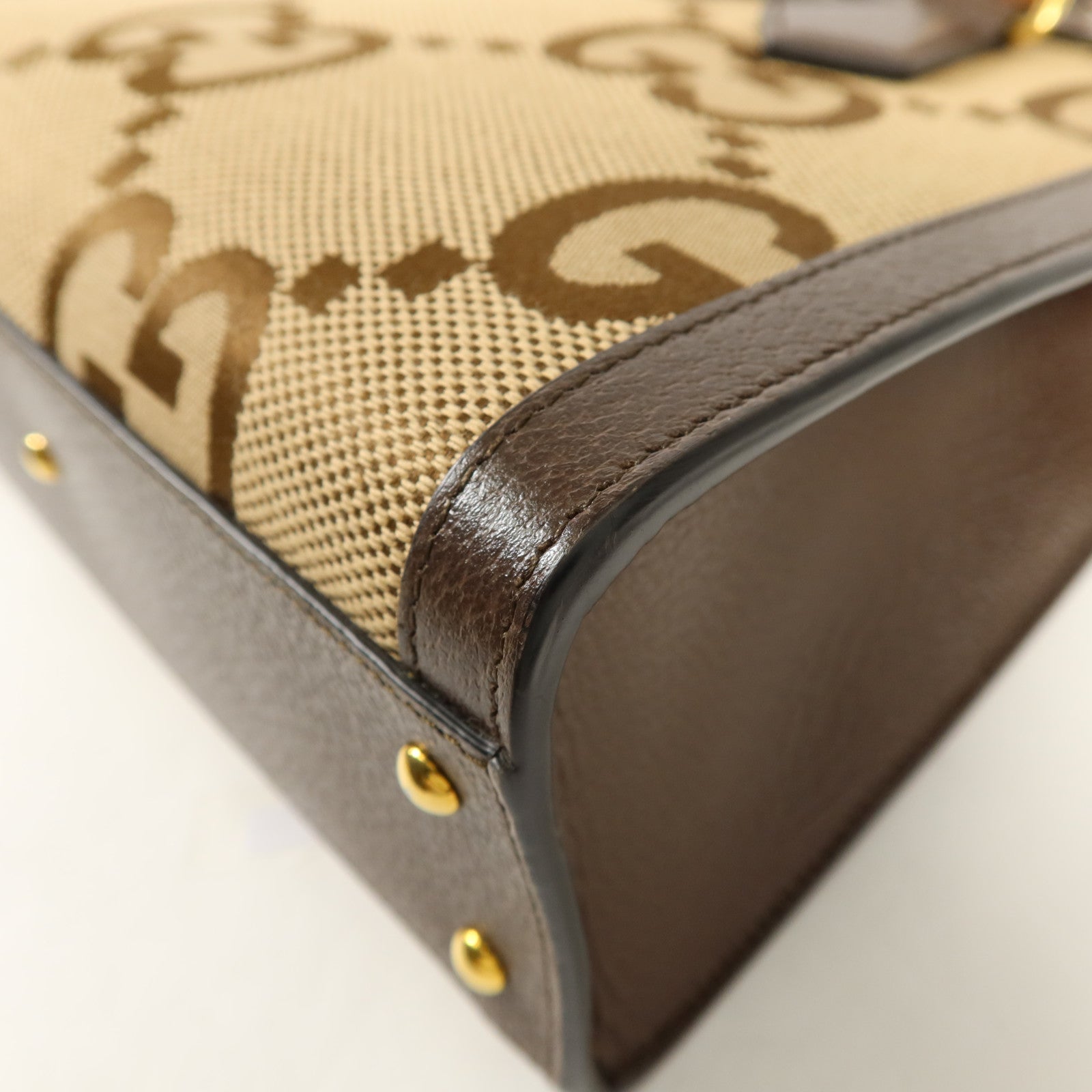 GUCCI 帆布Diana Bamboo Tote Bag金扣手挽肩背兩用袋