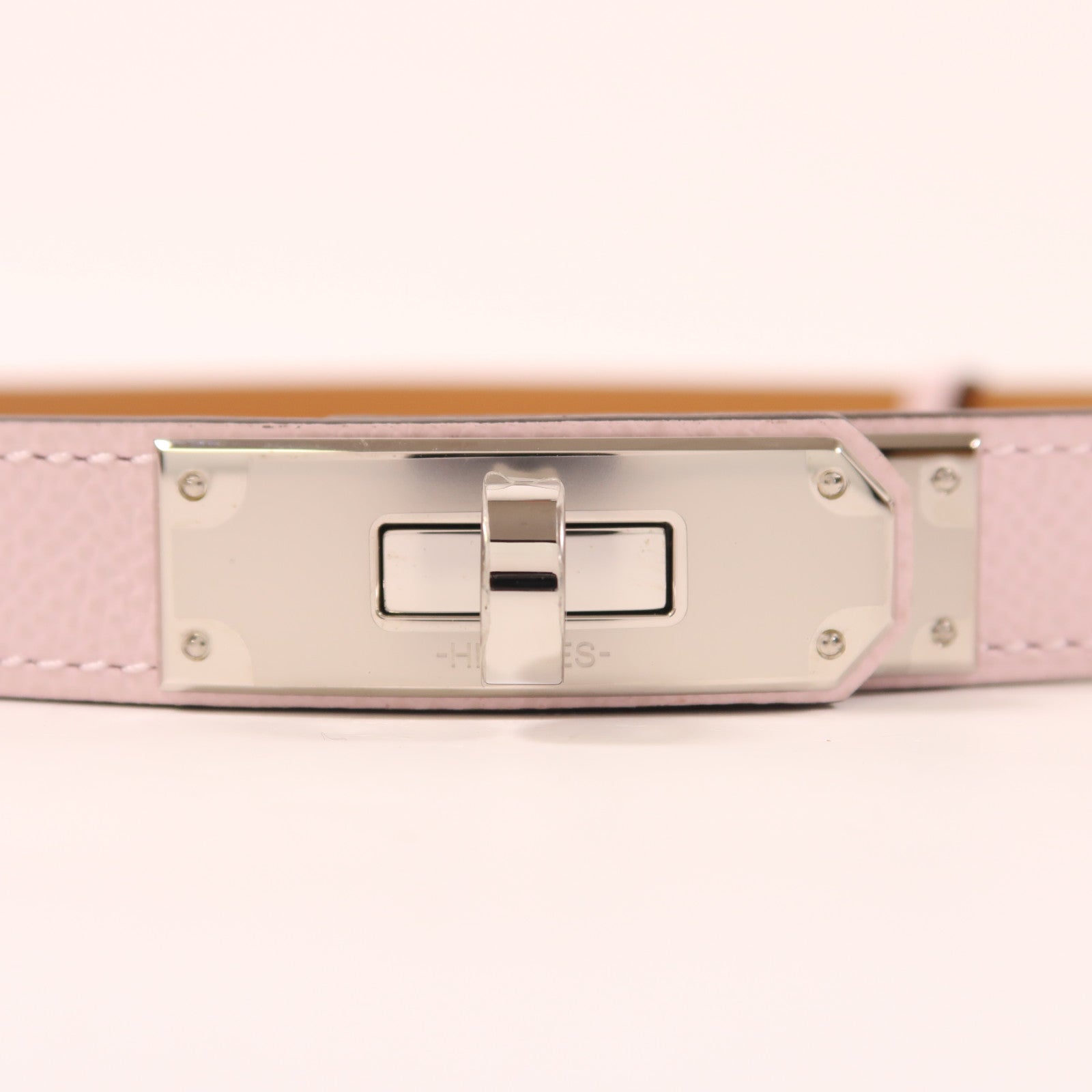 HERMES PHW Kelly 18 Belt Epsom Leather Mauve Sylvestre