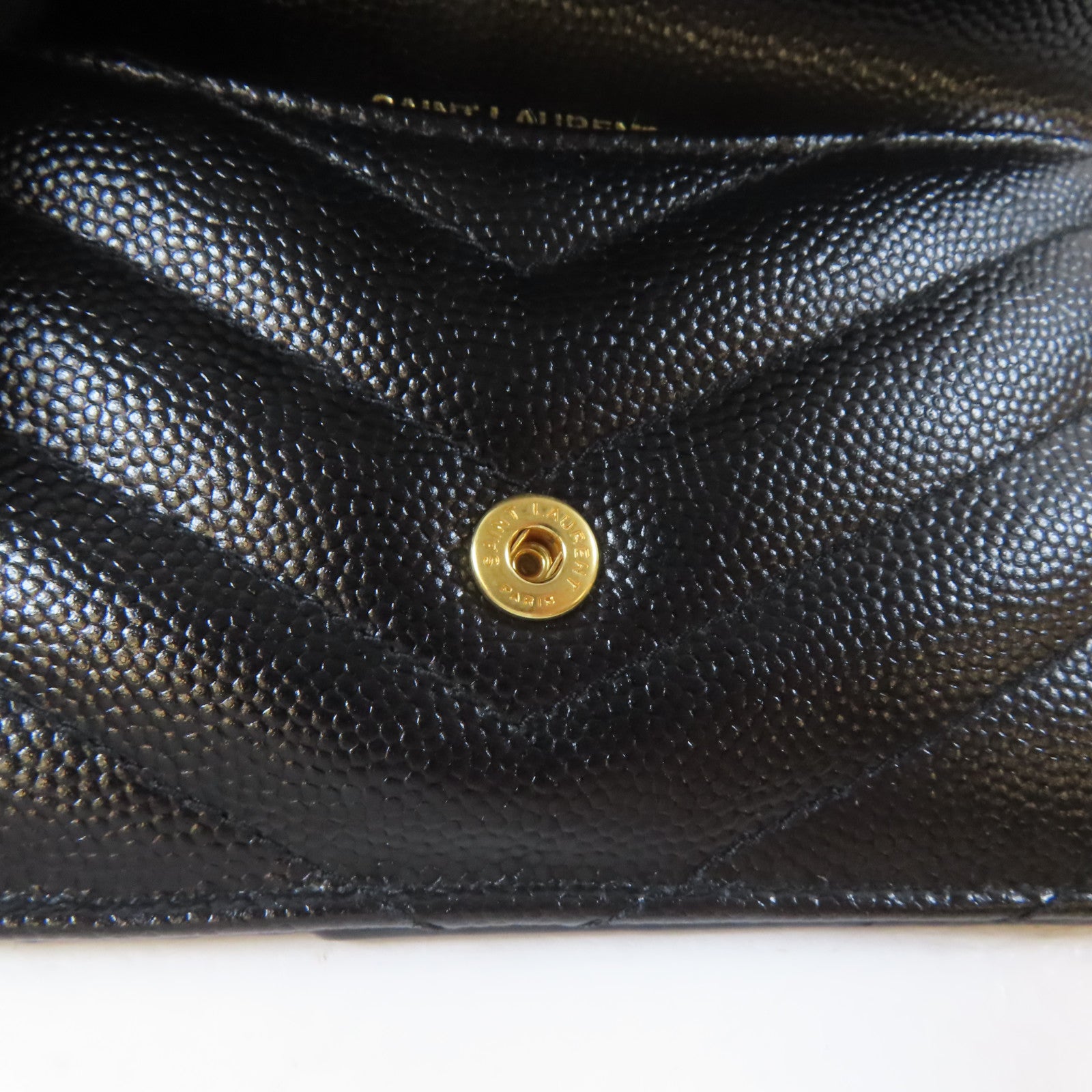 SAINT LAURENT Caviar皮革Card/Coin Case金扣卡片套/零錢包黑色