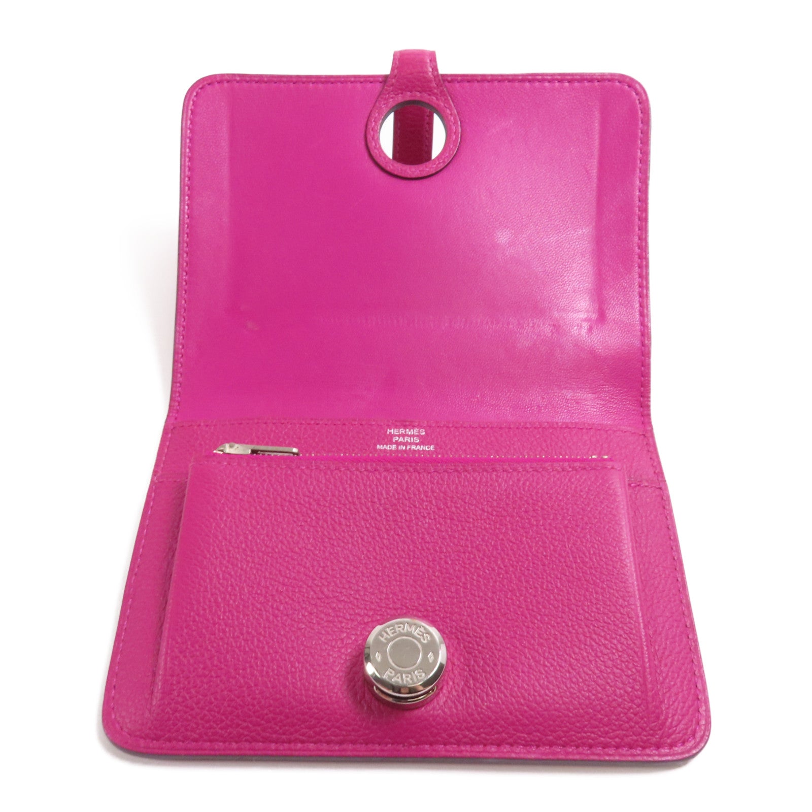 HERMES 【激減優惠】Togo皮革Dogon Compact Wallet銀扣錢包L3 Rose Purple