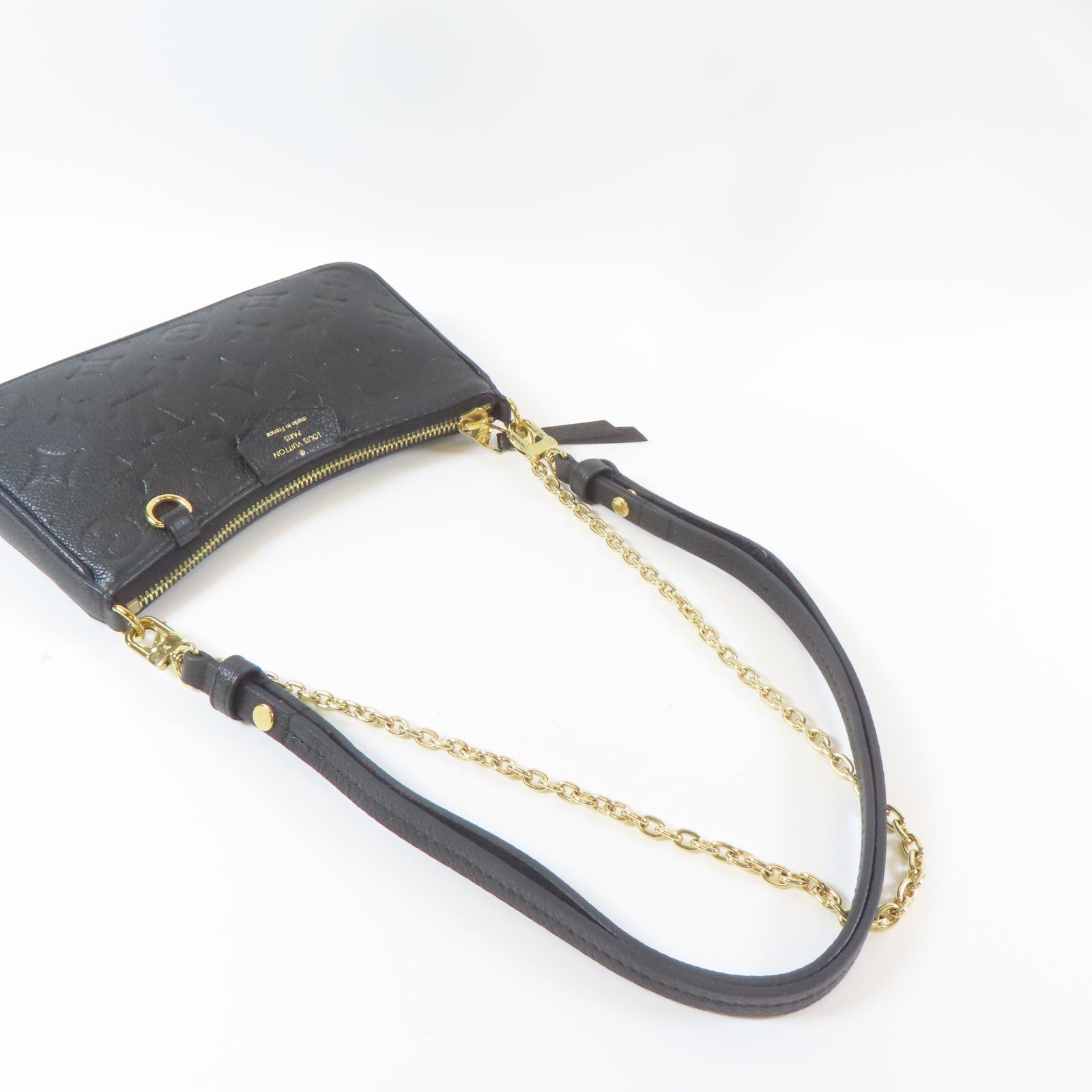 LOUIS VUITTON Monogram Empreinte Easy Pouch On Strap金扣手挽袋黑色