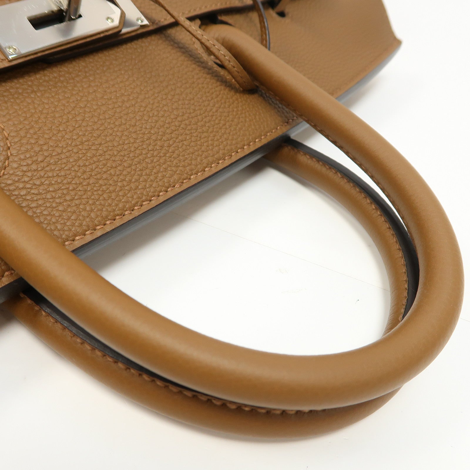 HERMES Togo皮革Haut A Courroies銀扣手挽袋Alezan/啡色