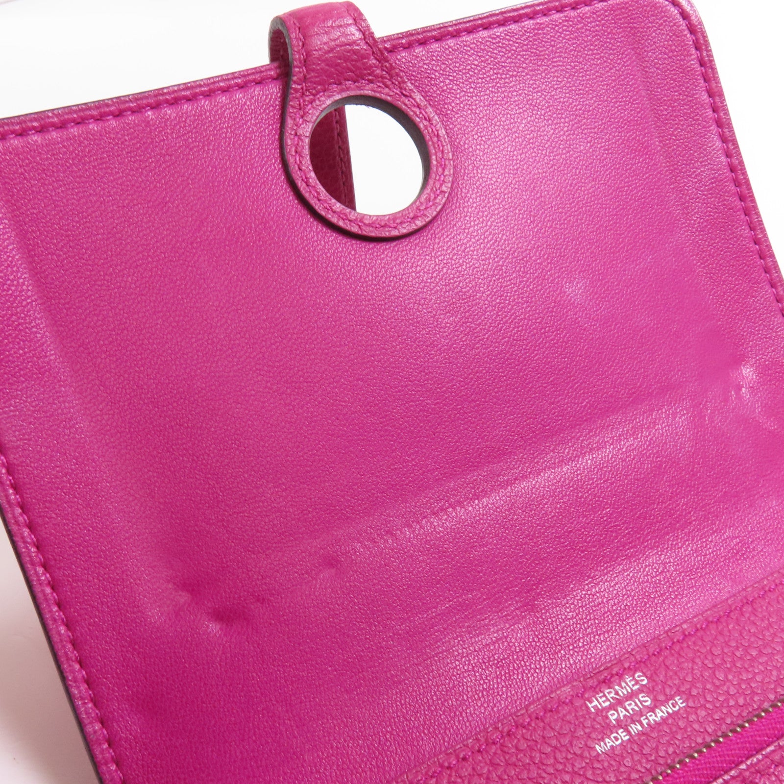 HERMES 【激減優惠】Togo皮革Dogon Compact Wallet銀扣錢包L3 Rose Purple