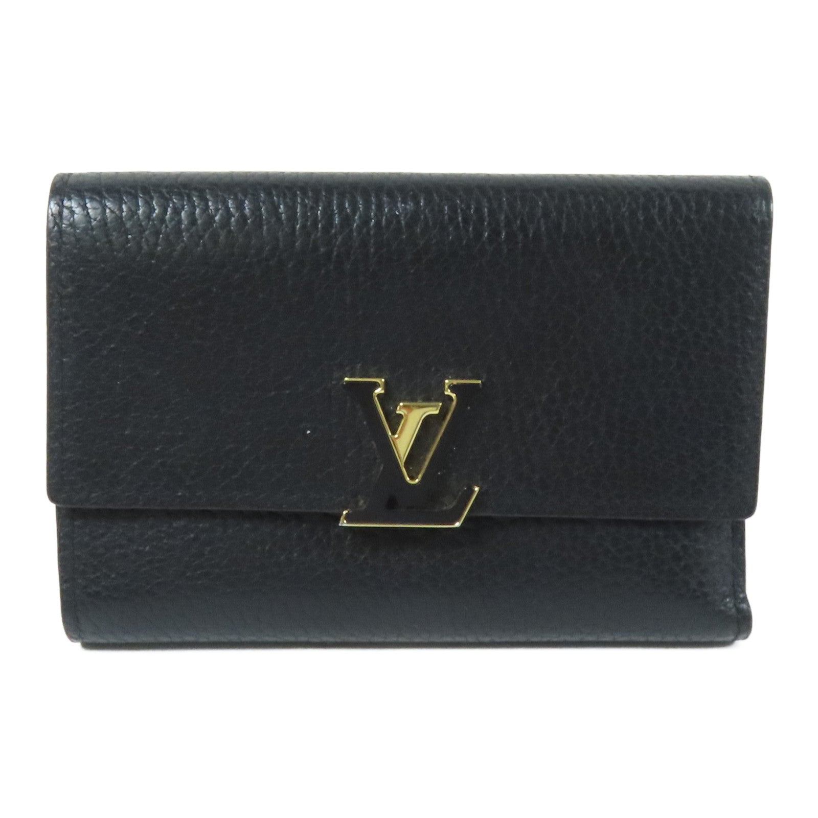 LOUIS VUITTON 牛皮皮革Capucines Compact金扣錢包