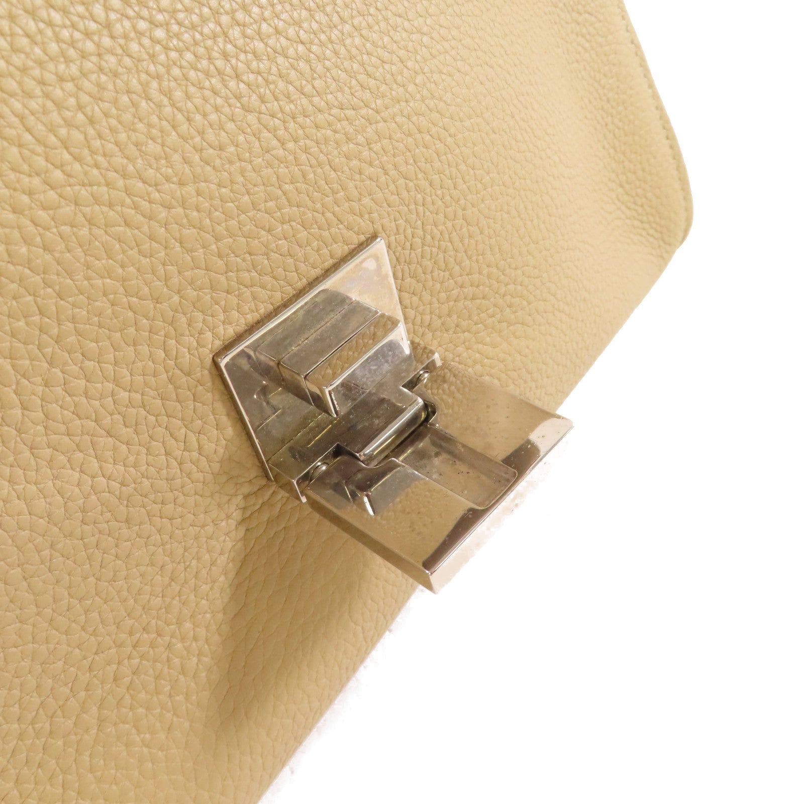 CELINE 牛皮皮革Trapeze 2Way Shoulder Bag金扣手挽肩背兩用袋杏色