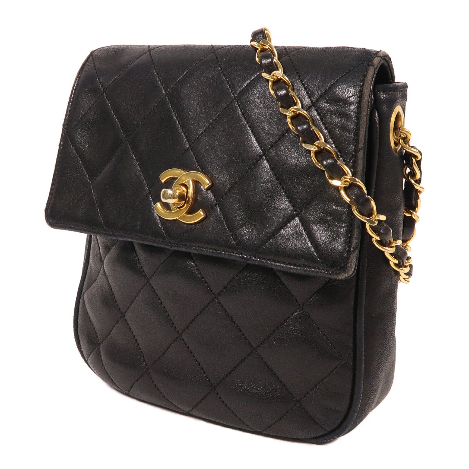 CHANEL 羊皮皮革Vintage Bag金扣鏈帶肩背袋