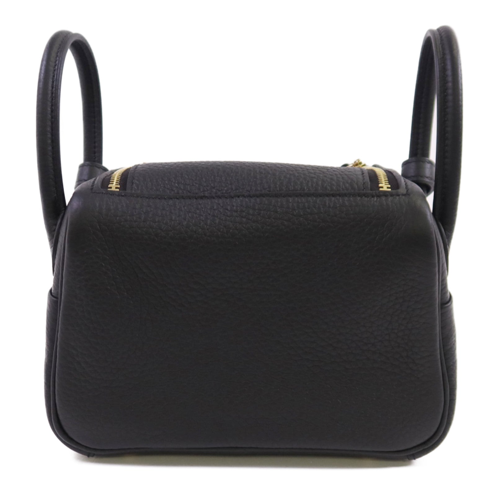 HERMES Clemence皮革Mini Lindy金扣肩背袋Noir