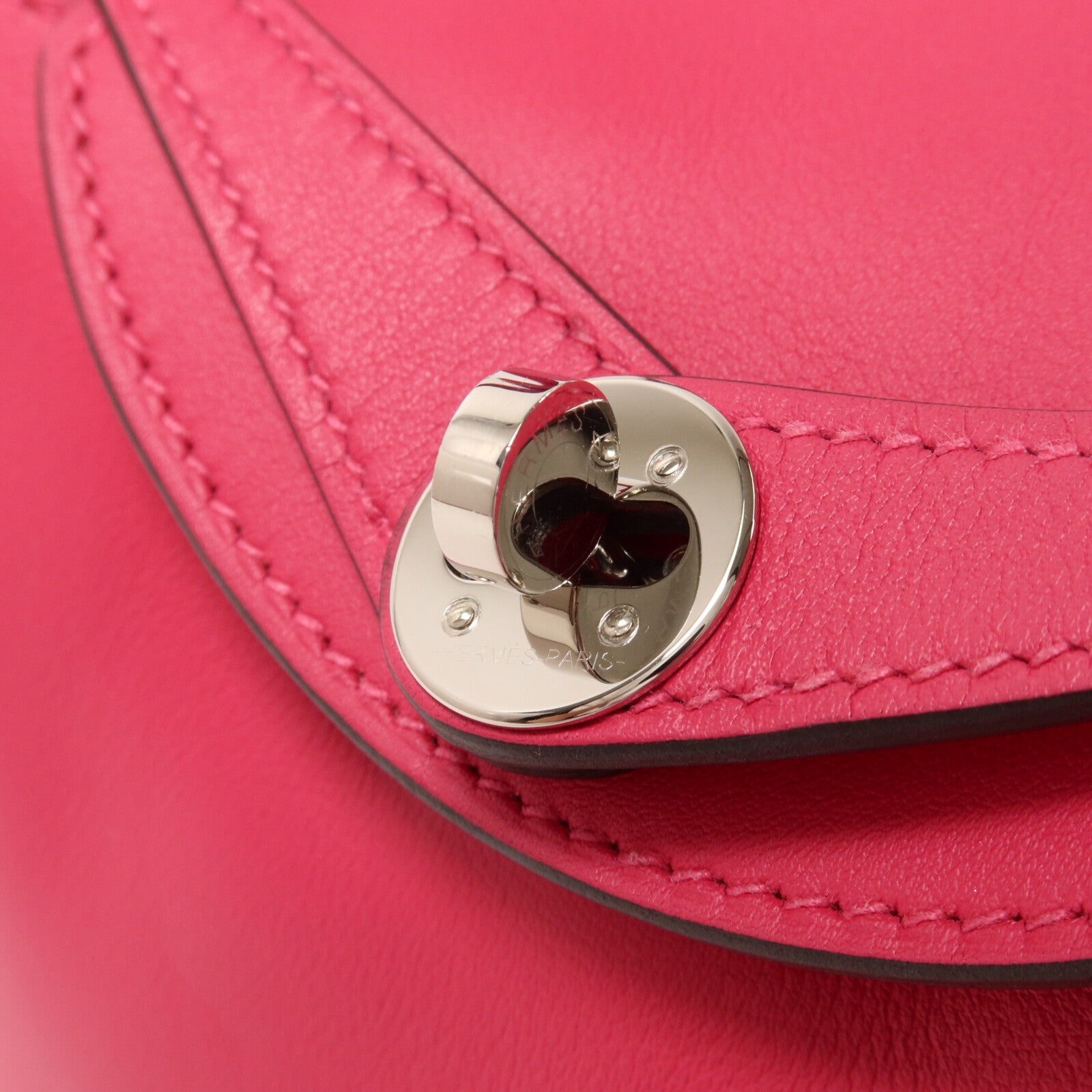 HERMES Swift皮革Mini Lindy手挽肩背兩用袋Rose Mexico/Rouge Piment