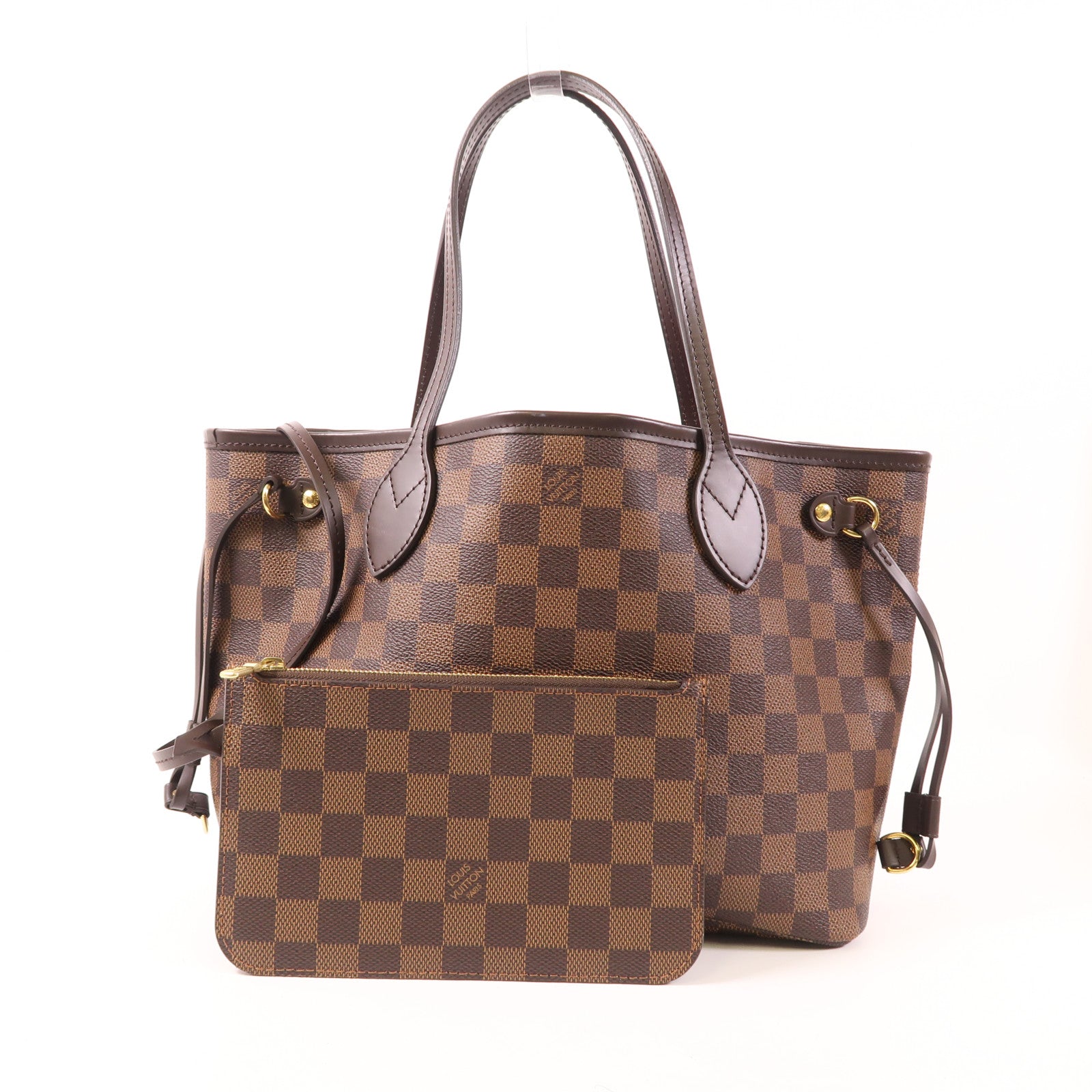 LOUIS VUITTON Damier Neverfull PM金扣肩背袋