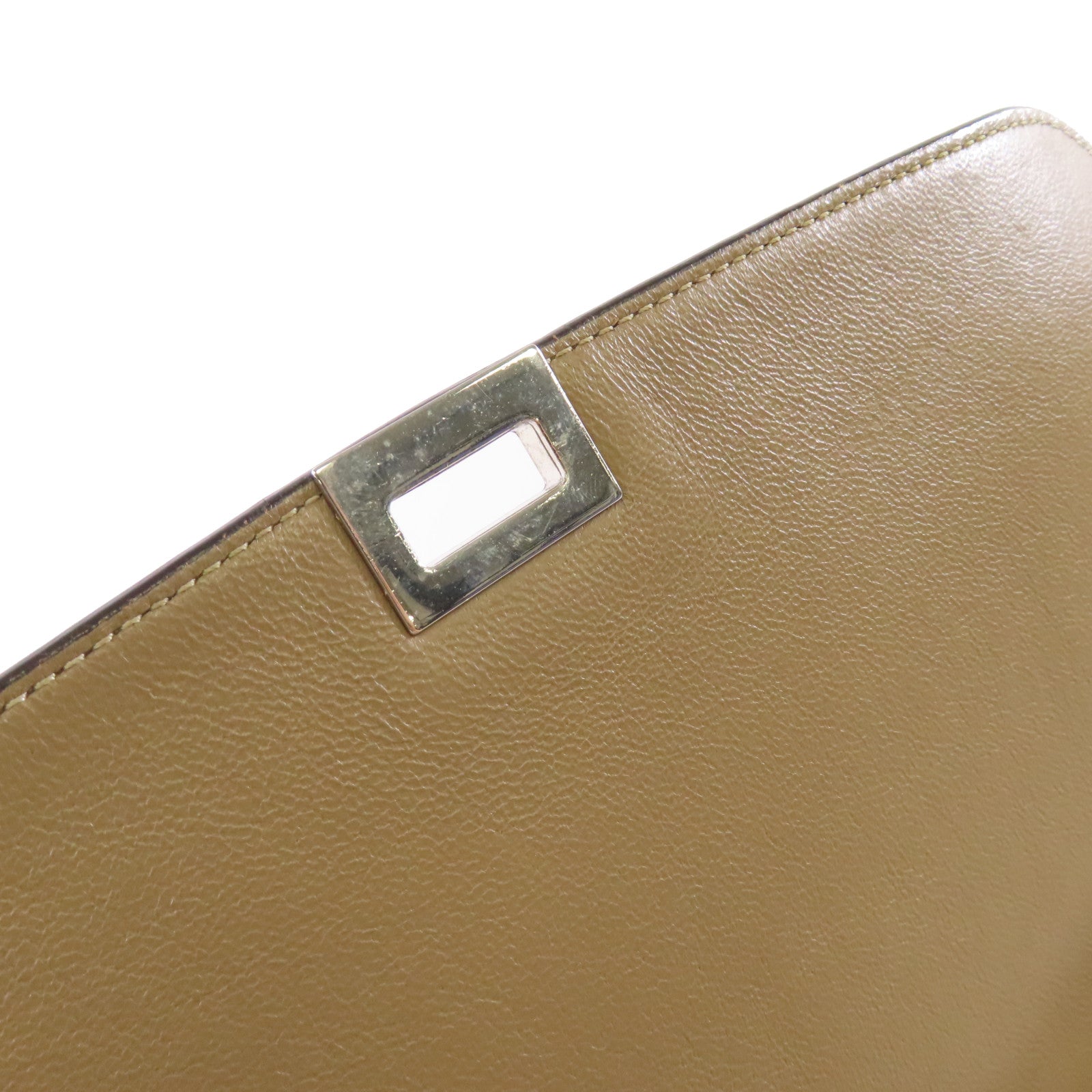 CELINE 牛皮皮革Trapeze 2Way Shoulder Bag金扣手挽肩背兩用袋杏色