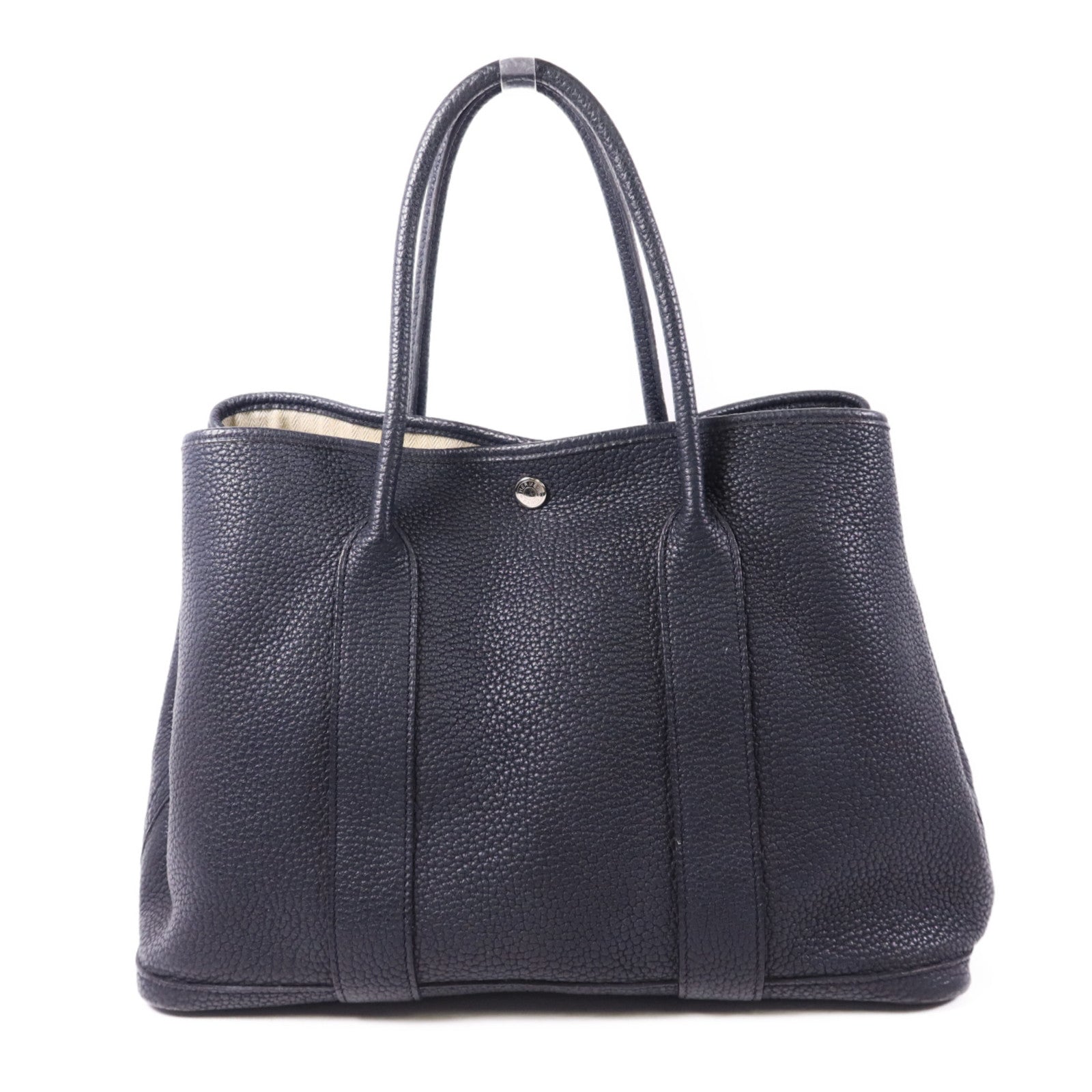HERMES Negonda皮革Garden Party PM銀扣手挽袋Noir