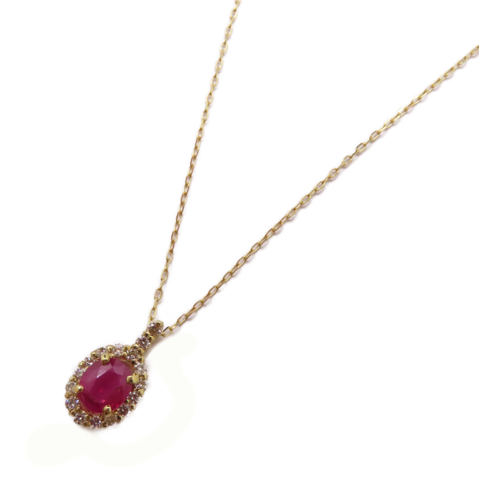 JEWELRY 18K黃金Ruby Diamond Necklace 0.41ct紅寶石/0.15ct鑽石項鍊