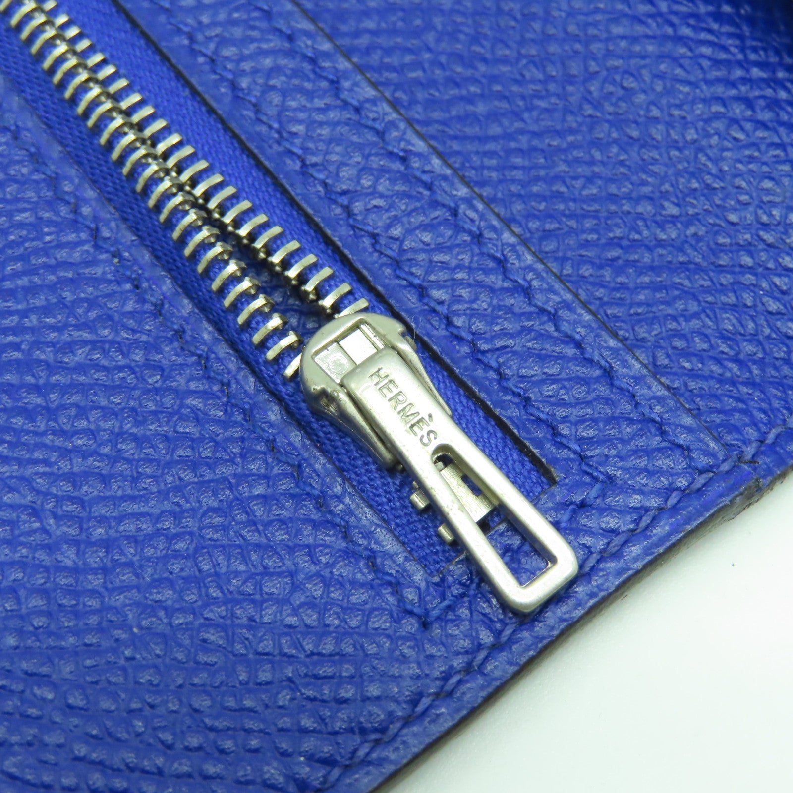 HERMES 【激減優惠】Epsom皮革Bearn Long Wallet銀扣長錢包Bleu Electrique電光藍色