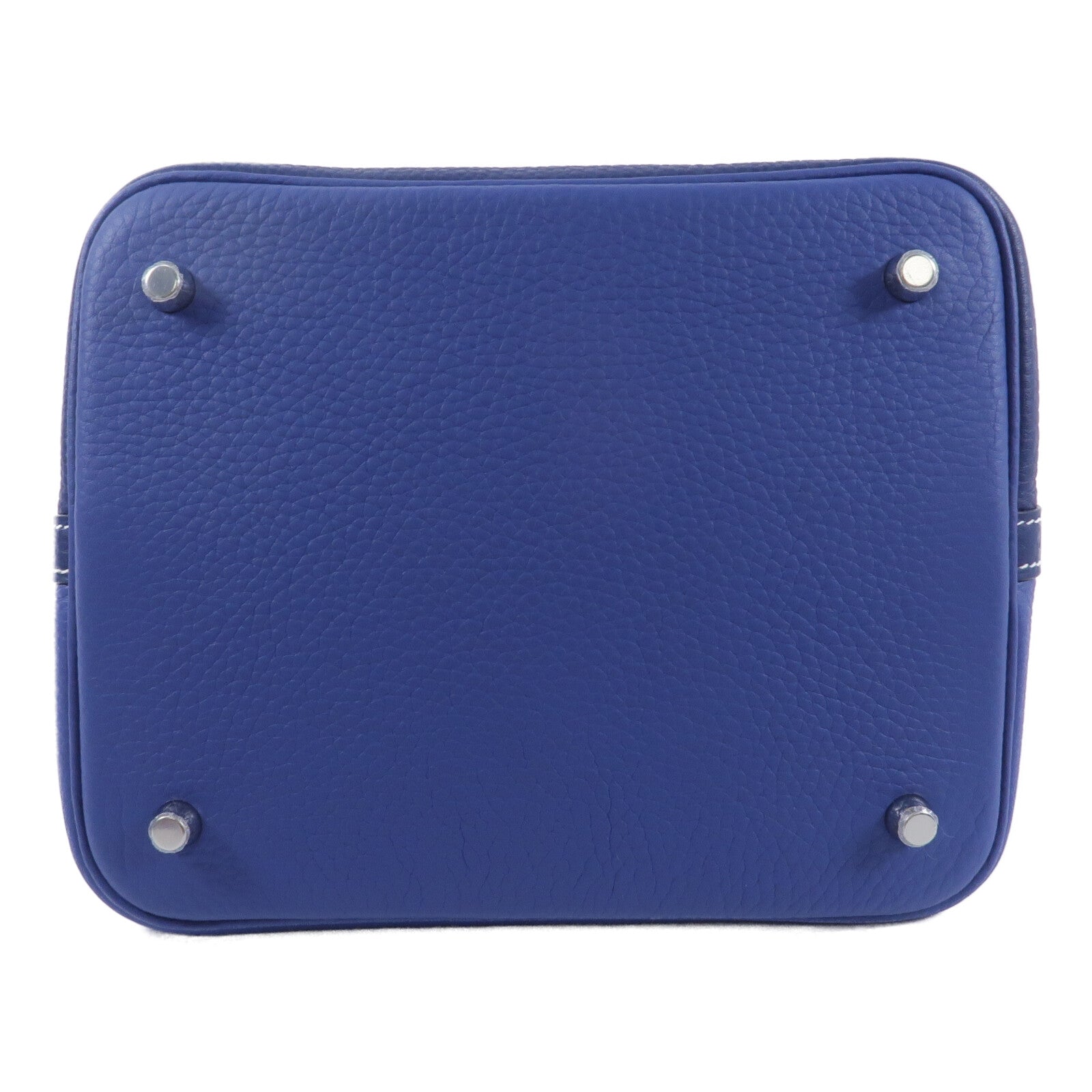 HERMES Clemence皮革Picotin MM手挽袋Bleu Nuit/Bleu France