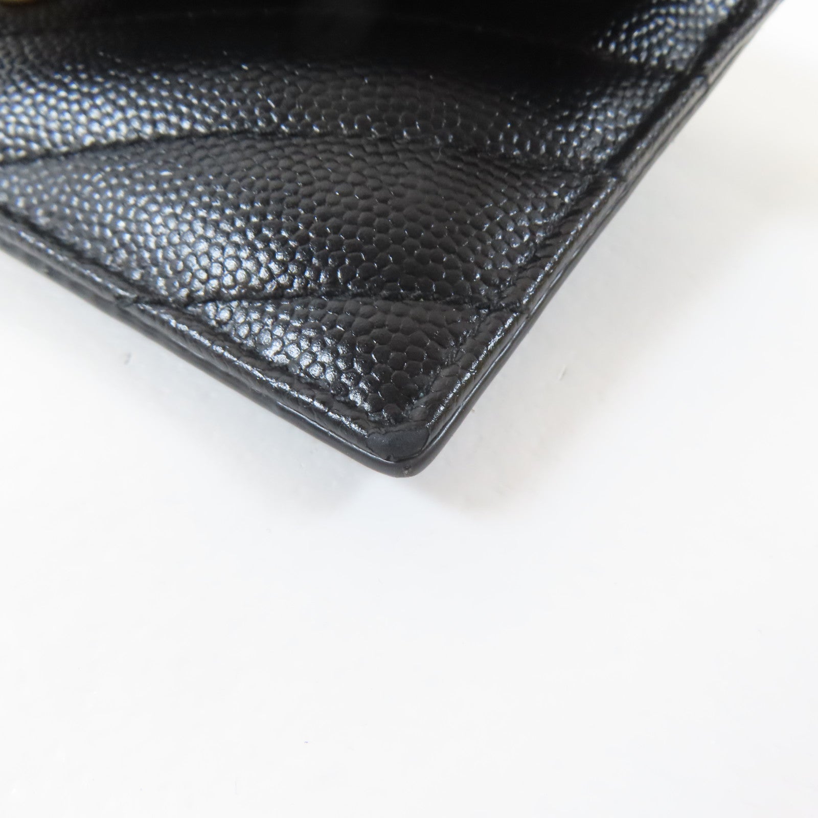 SAINT LAURENT Caviar皮革Card/Coin Case金扣卡片套/零錢包黑色