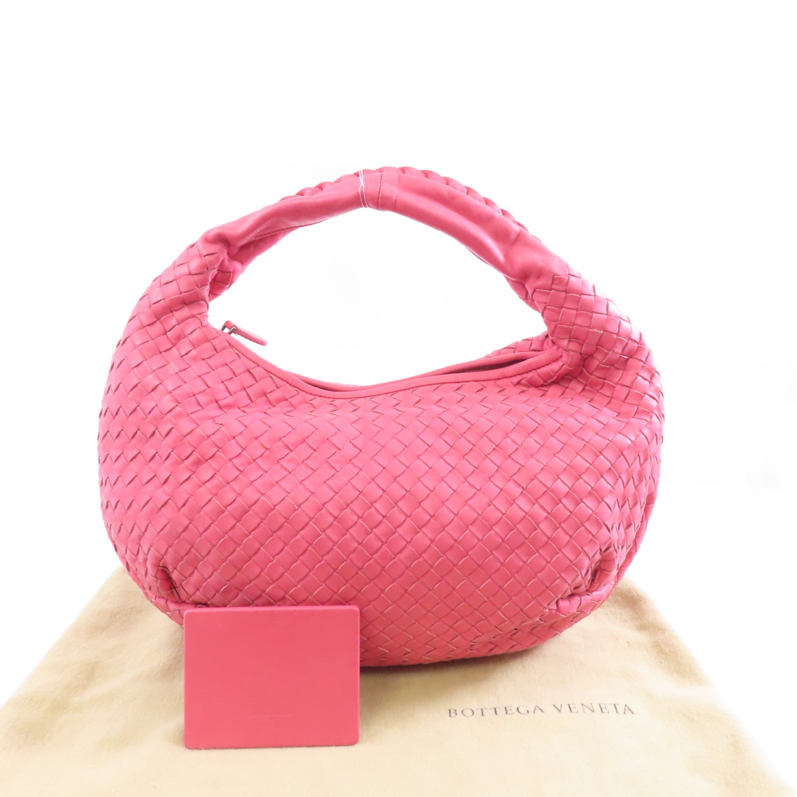 BOTTEGA VENETA 皮革Shoulder Bag銀扣肩背袋粉紅色
