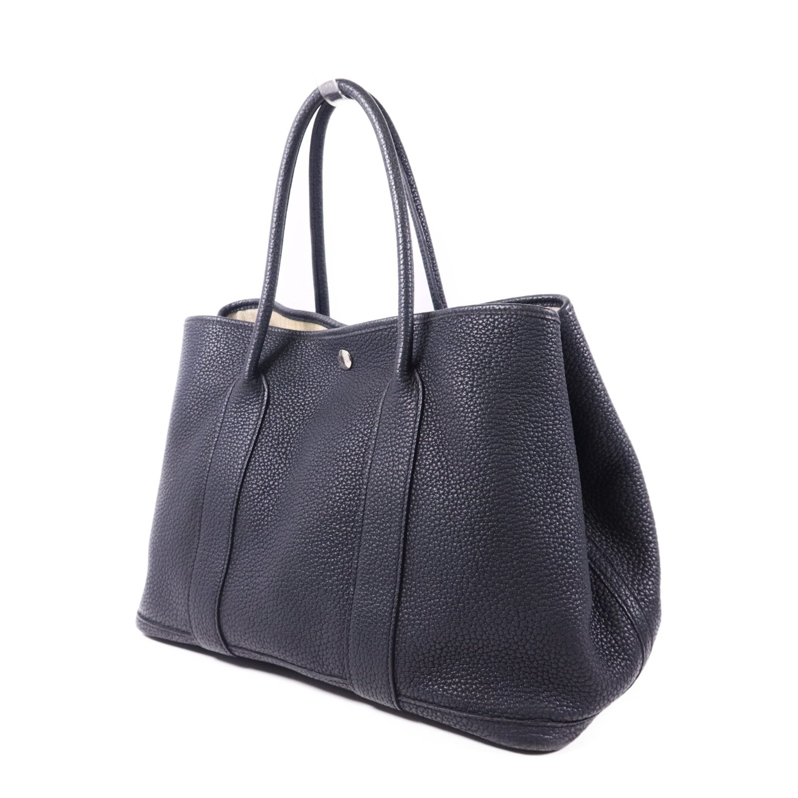 HERMES Negonda皮革Garden Party PM銀扣手挽袋Noir