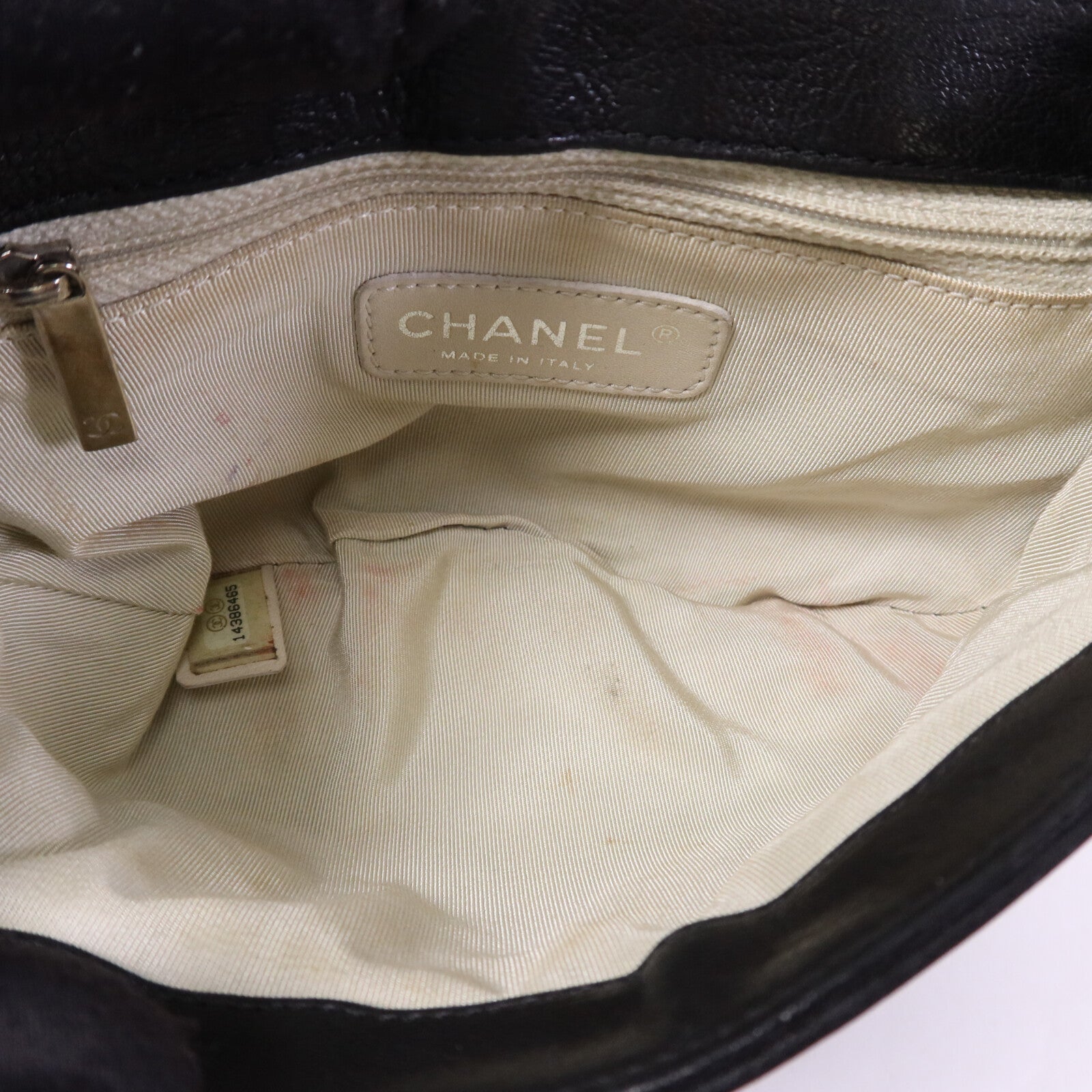 CHANEL 牛皮皮革Chain Shoulder銀扣鏈帶肩背袋